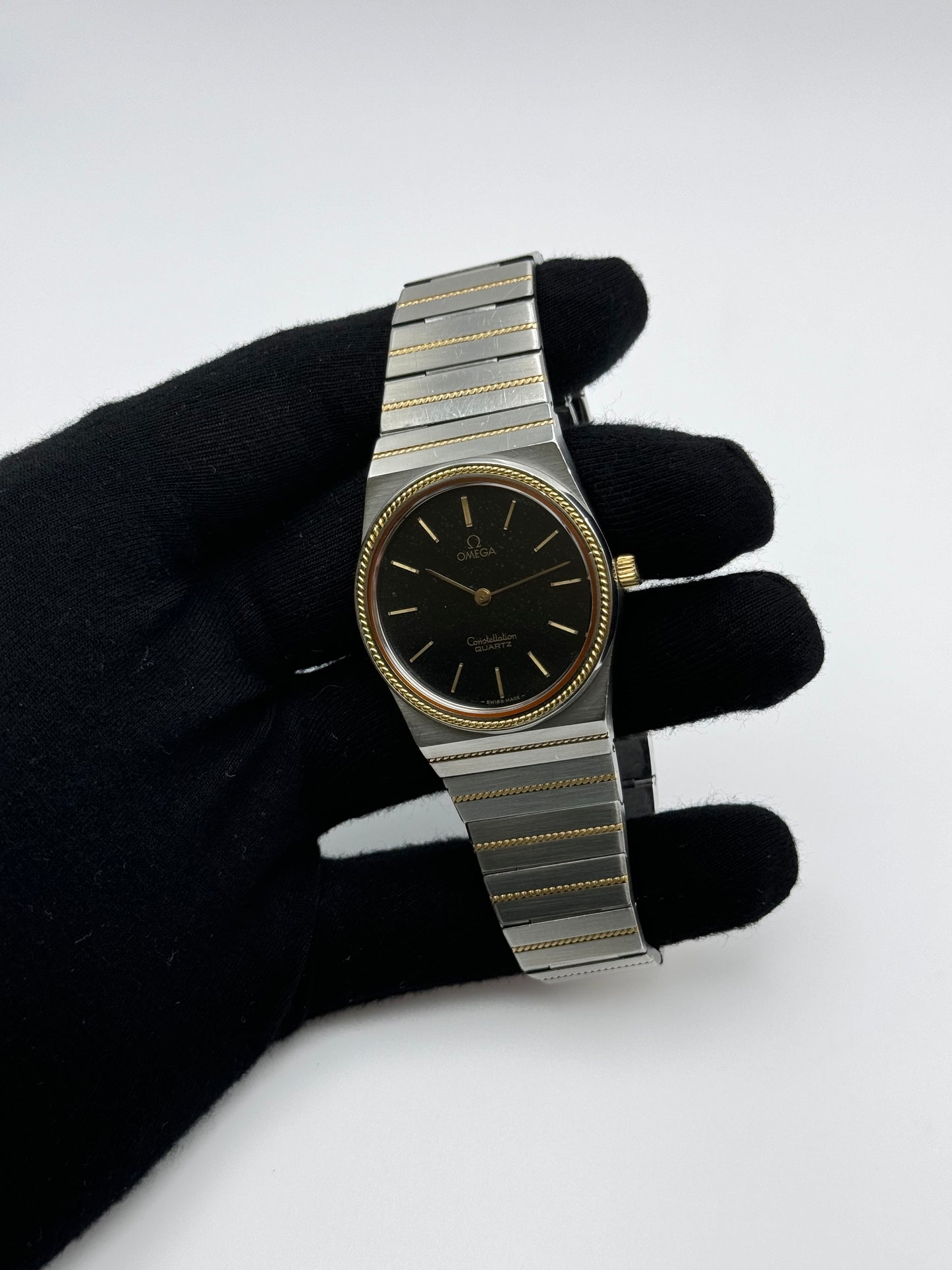 Omega Constellation Torsade Quartz 18ct Gold & Steel 795.0816  - Original Bracelet - Rare Stone Dial