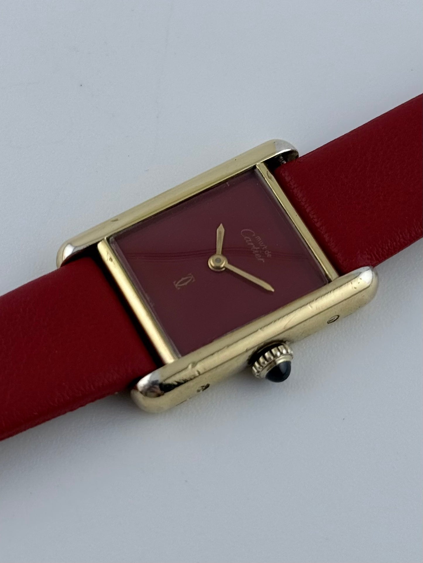 Cartier Must De Paris Tank Manual Wind - 3-025544 Rare Red Dial - Ladies