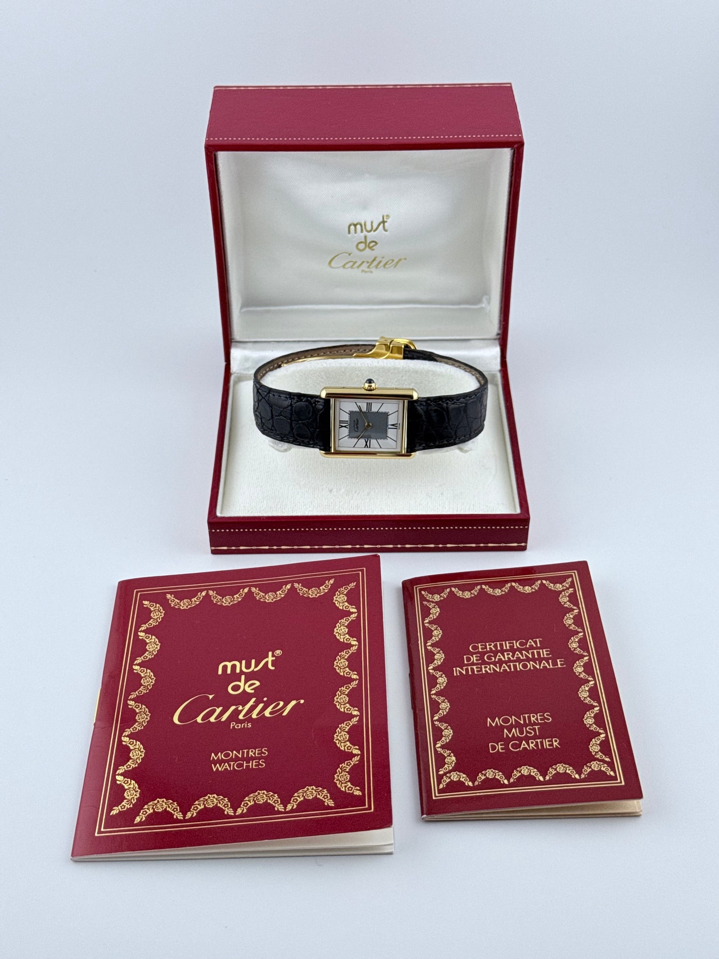 Cartier Tank Must De Tank Vermeil - Grey Art Deco Dial 590005 - Box and Papers