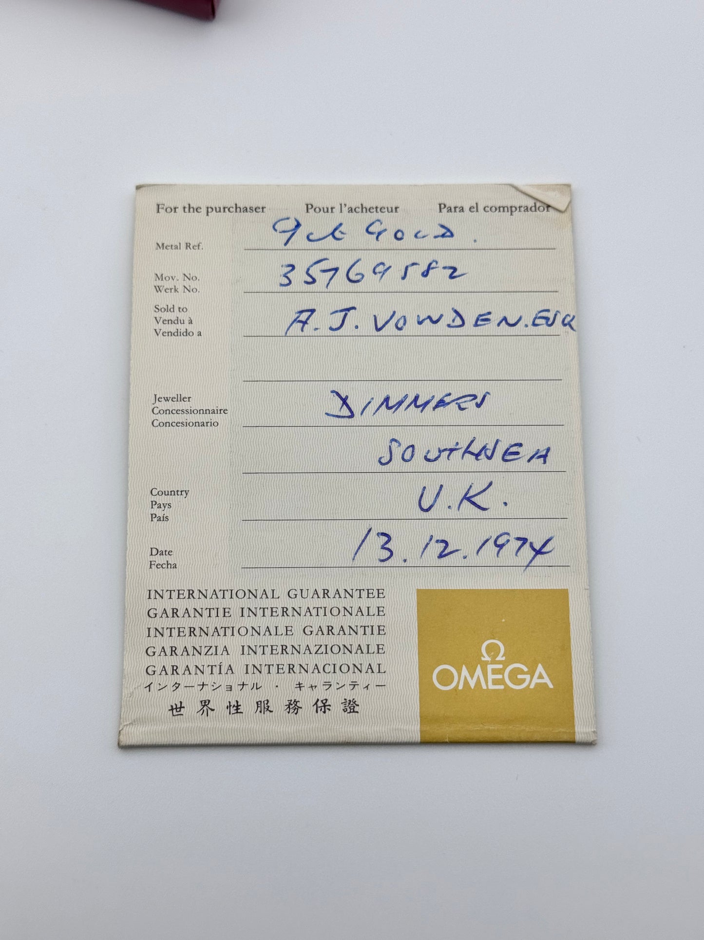 Omega Geneve Manual Wind 9ct Gold - 132.5017 - Original Box and Papers