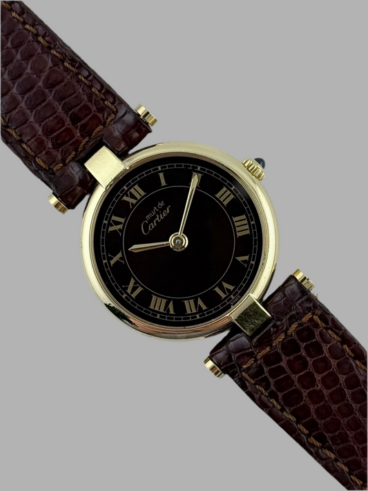 Cartier Must de Cartier Paris Quartz - 18 - Brown Wood Dial - Ladies