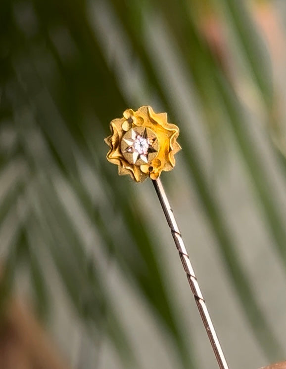 15ct Gold Diamond Antique Stick Pin - Early 1900s