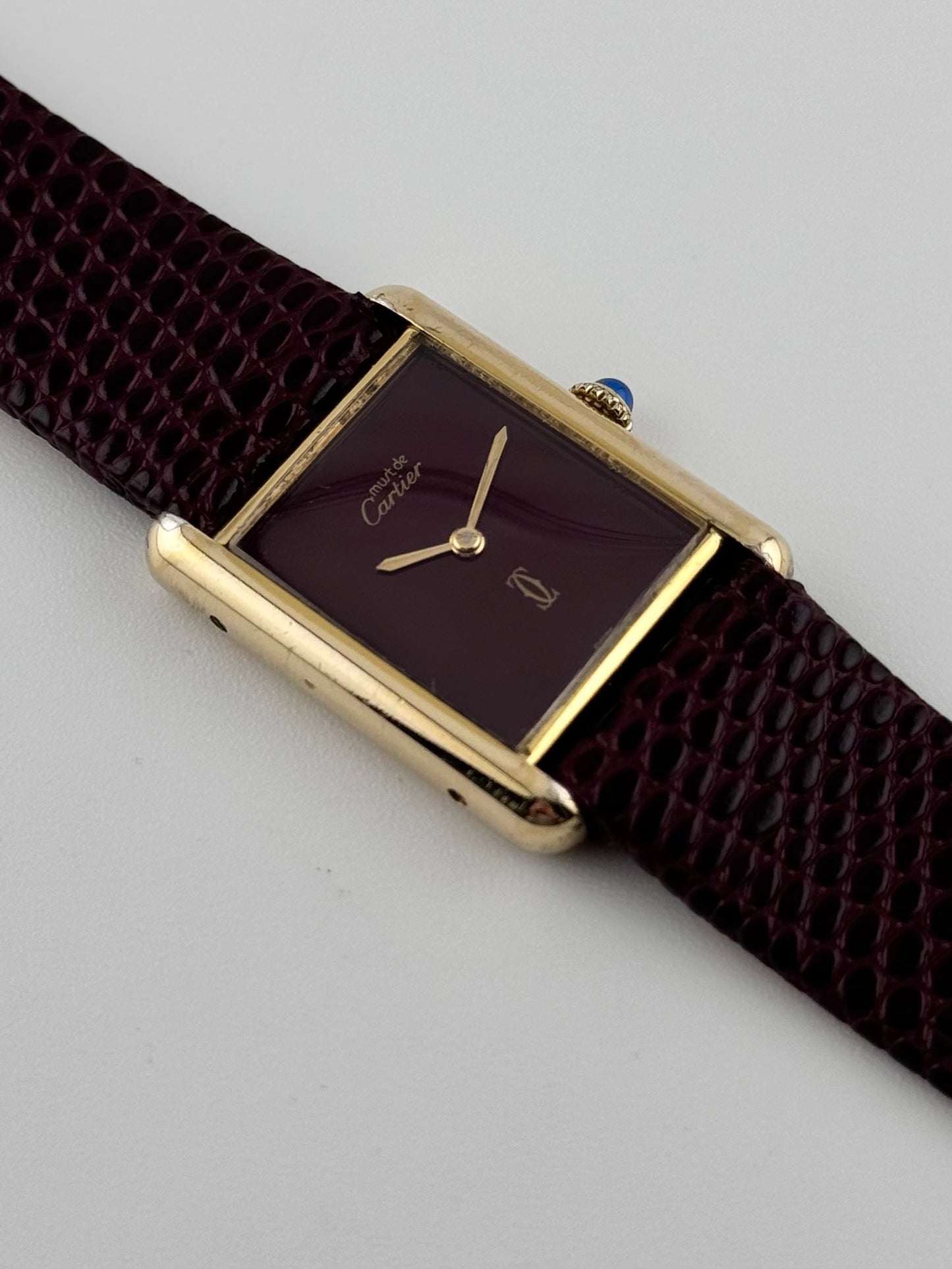 Cartier Must De Paris Tank Manual Wind - 6-217264 Burgundy Dial
