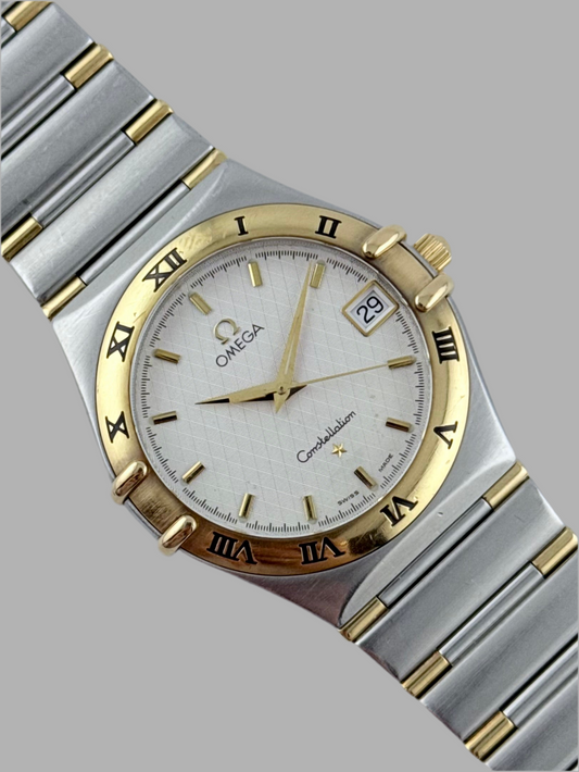 Omega Constellation Quartz Date 396.1201 - Linen Dial - Two-Tone