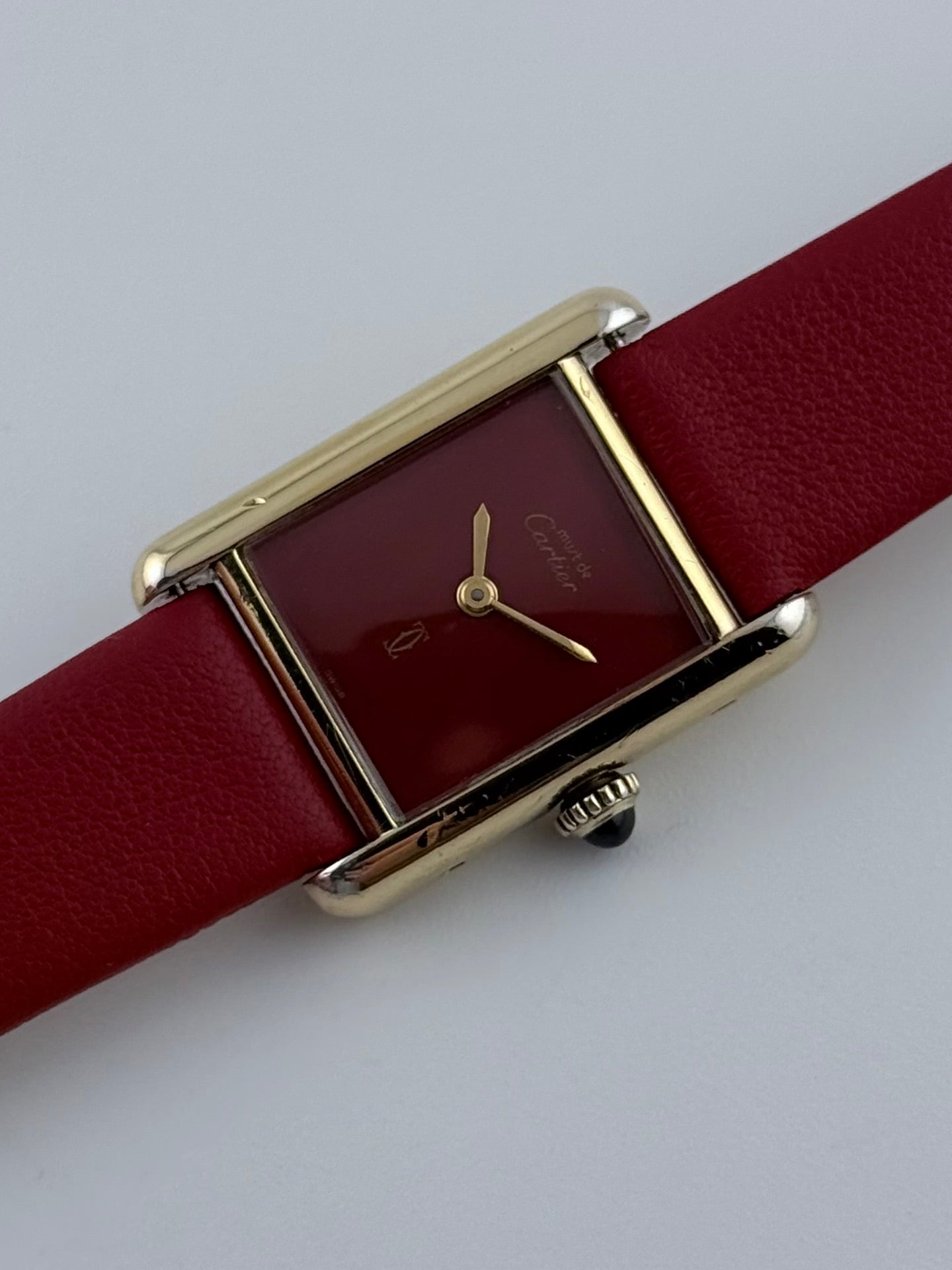 Cartier Must De Paris Tank Manual Wind - 3-025544 Rare Red Dial - Ladies