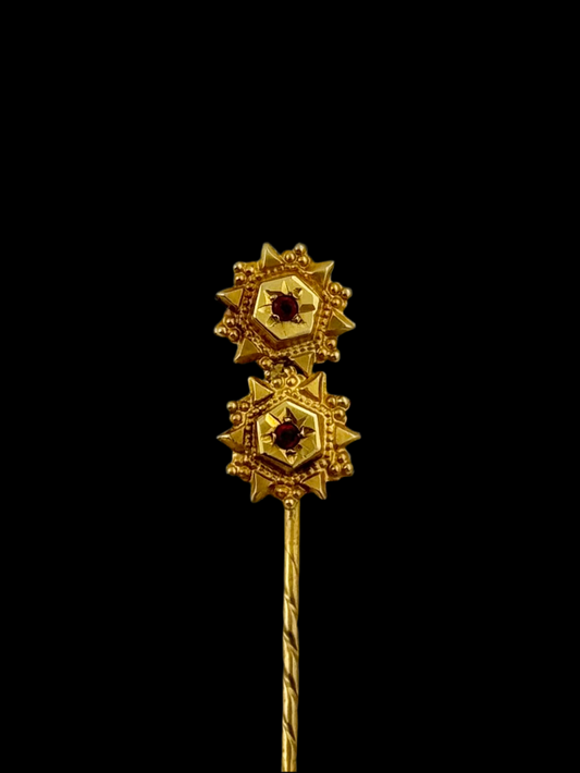 9ct Gold Gent’s Ruby Antique Stick Pin - Early 1900s - Original Box