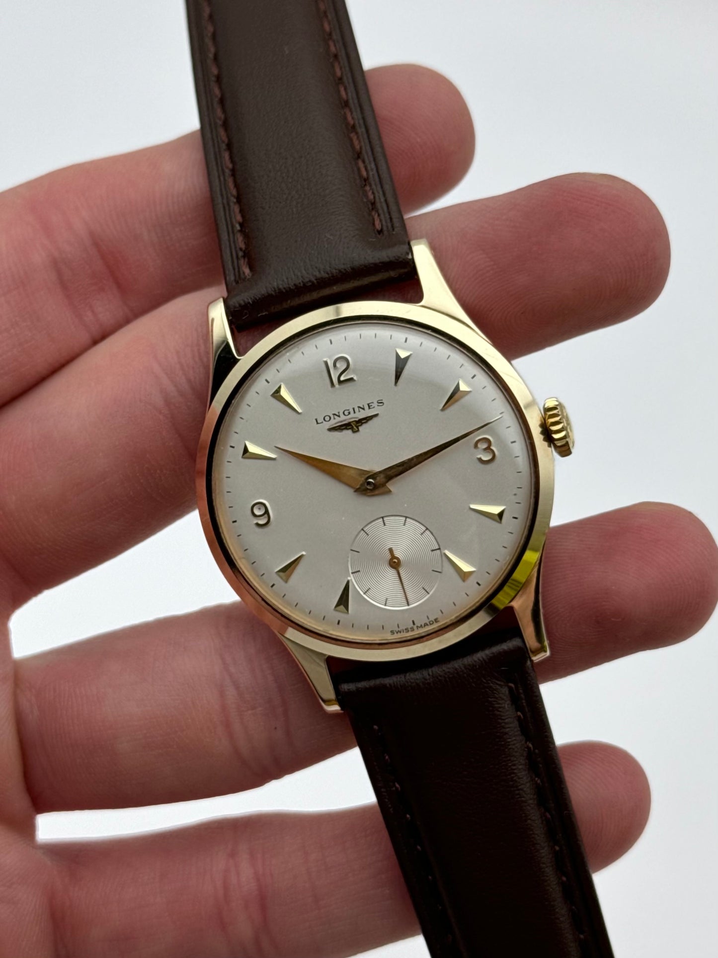 Longines Manual Wind Sub Seconds 9ct Gold - Original Box