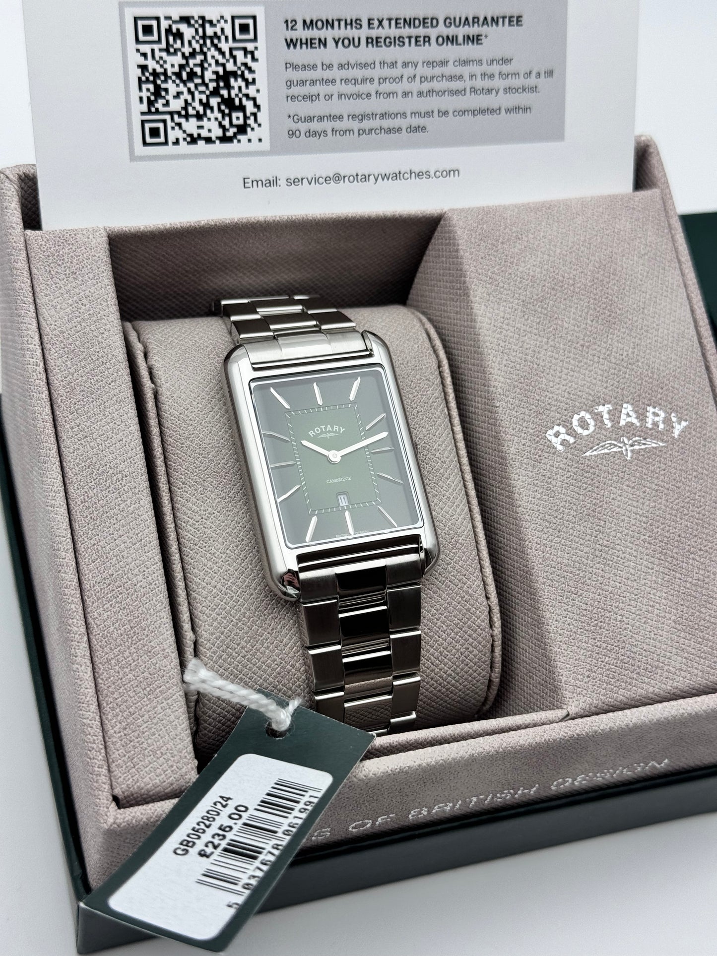 Rotary Cambridge Tank Quartz Date - Brand new in box!