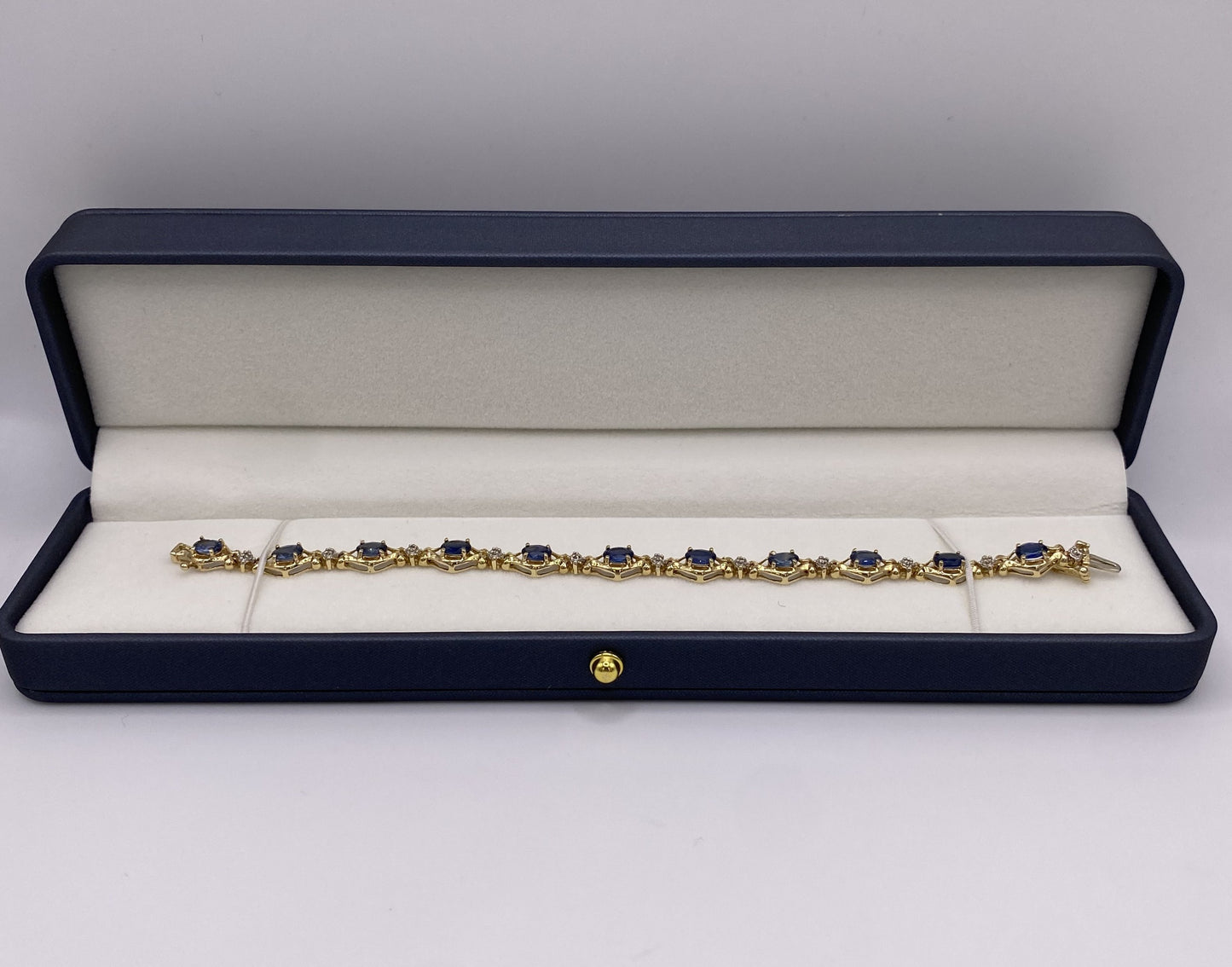 14ct Gold Bracelet with Sapphires and Diamonds - Gift Box