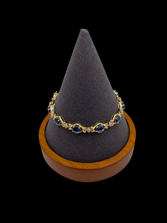 14ct Gold Bracelet with Sapphires and Diamonds - Gift Box