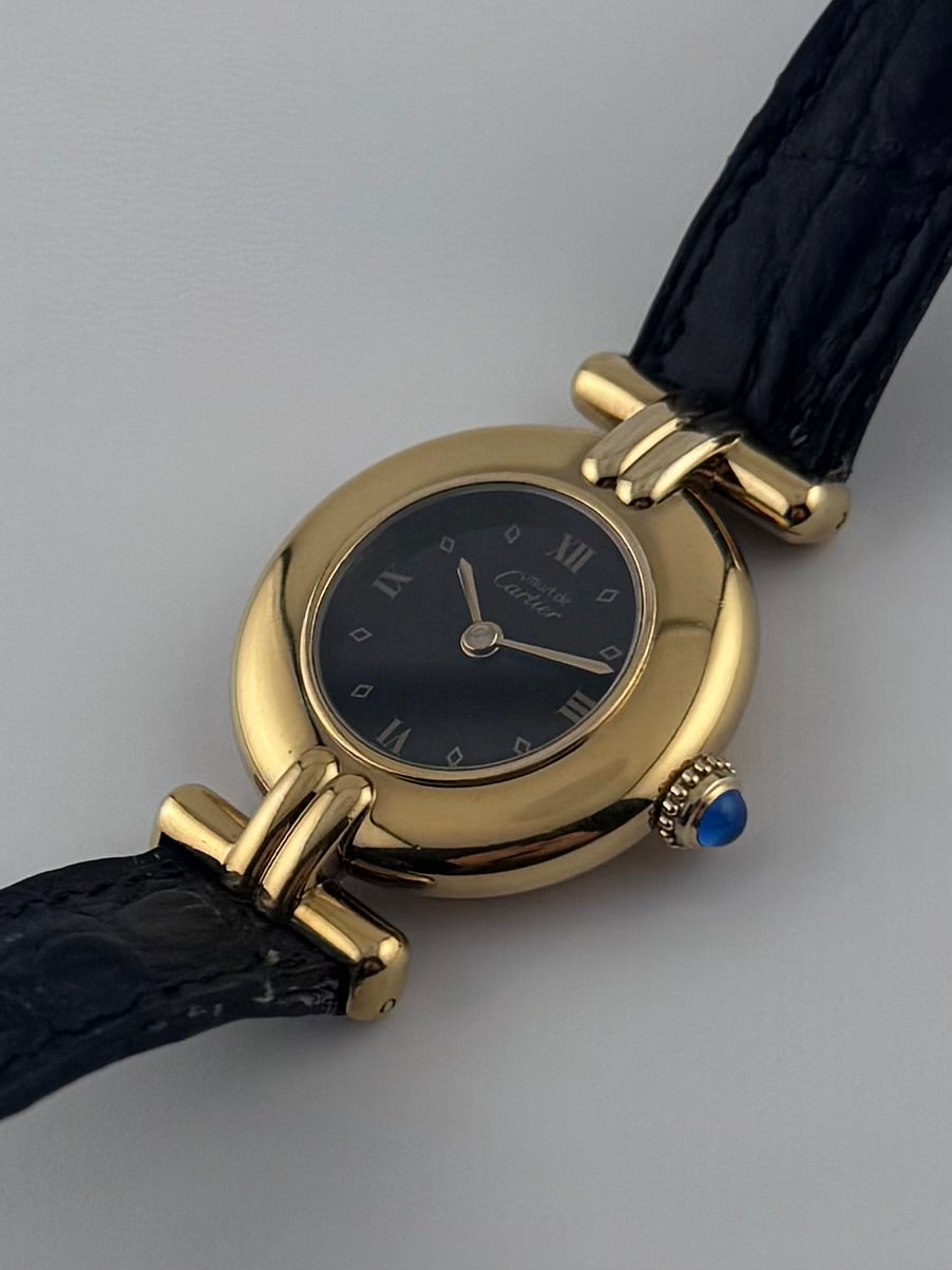 Cartier must de Colisee Quartz - 590002 - Ladies - Onyx Dial original box and strap