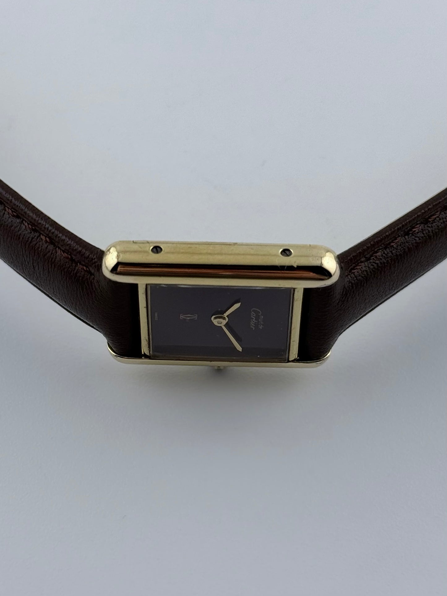 Cartier Must De Paris Tank Manual Wind - Burgundy Dial
