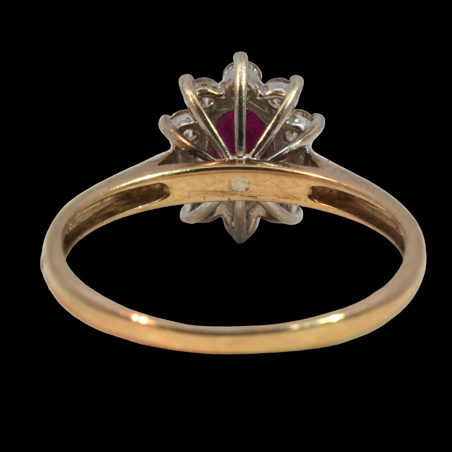 Ruby & Diamond Cluster Ring - 9k Gold