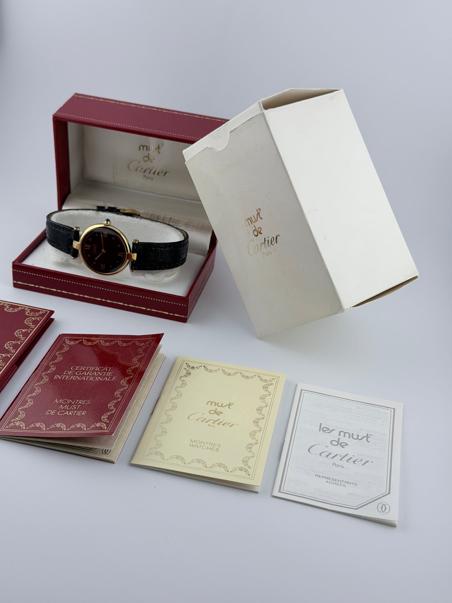 Cartier must de Vendome Quartz - 590003 - Onyx Dial - FULL SET!