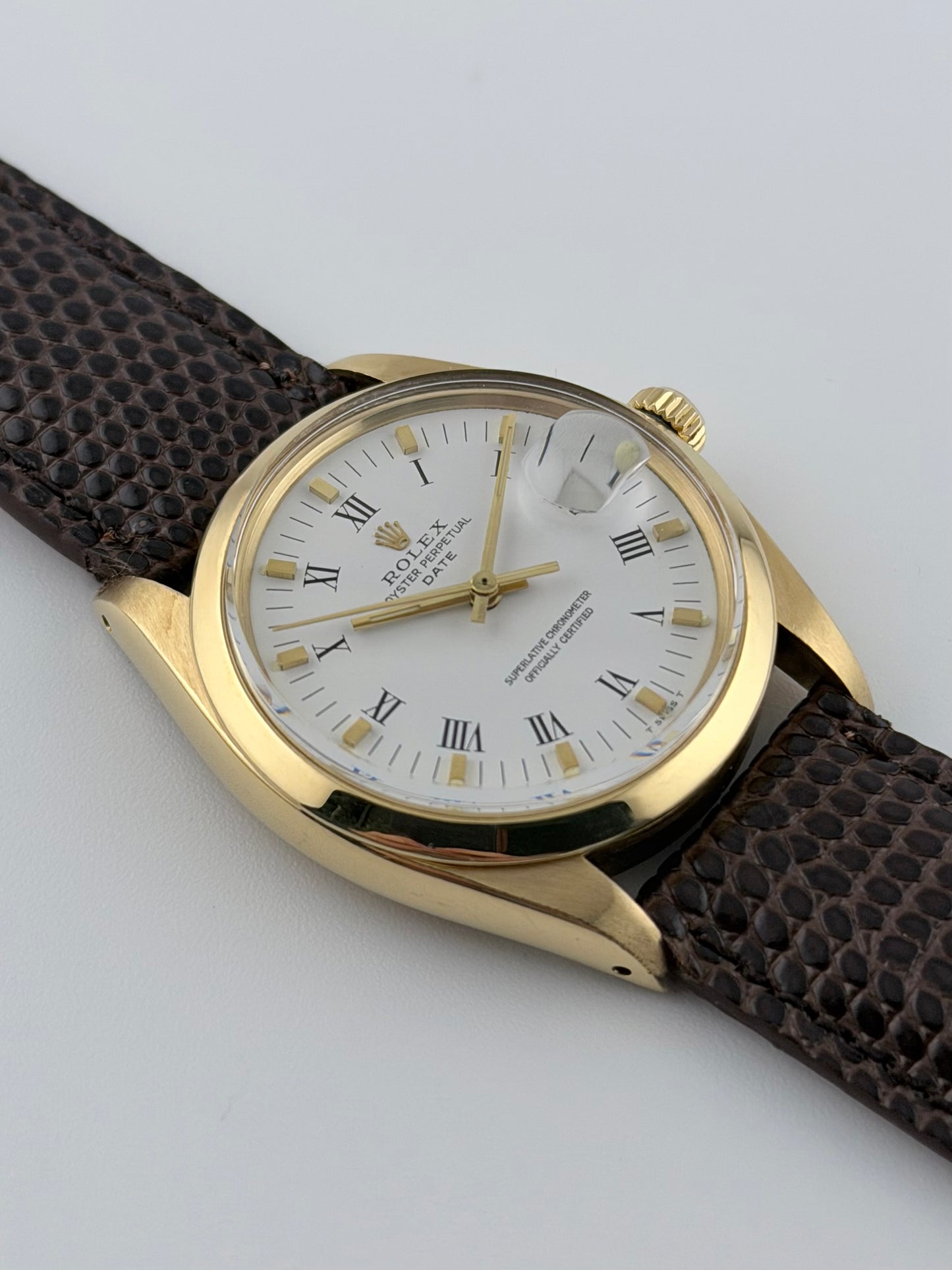 Rolex Oyster Perpetual Date Automatic 18kt Gold - 1500 - Rare Buckley Dial