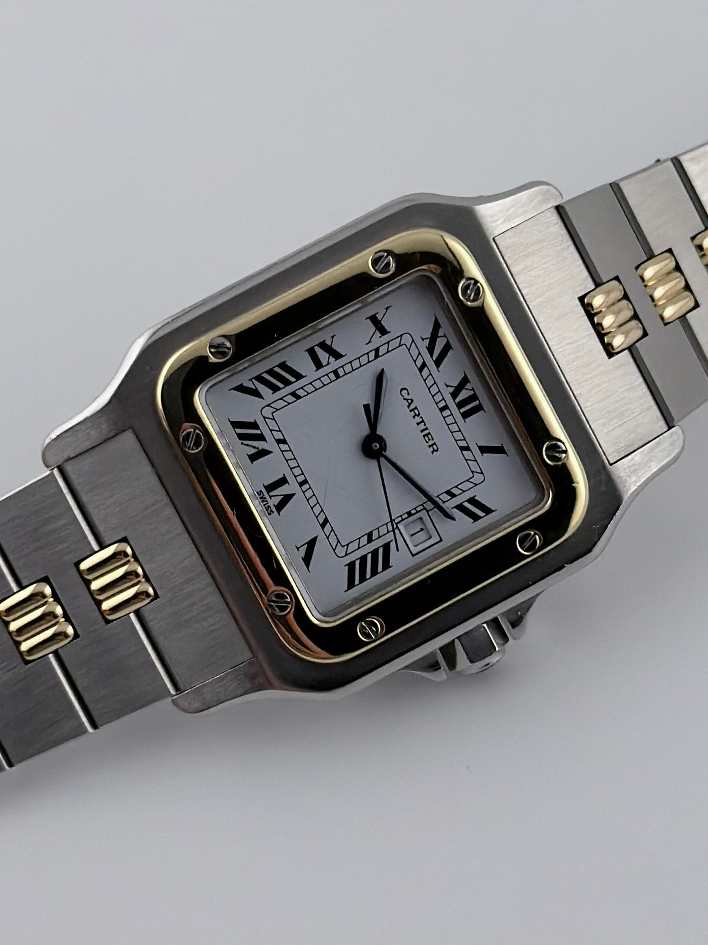 Cartier Santos Carree Automatic Date - Rare Godron Bracelet - 2961