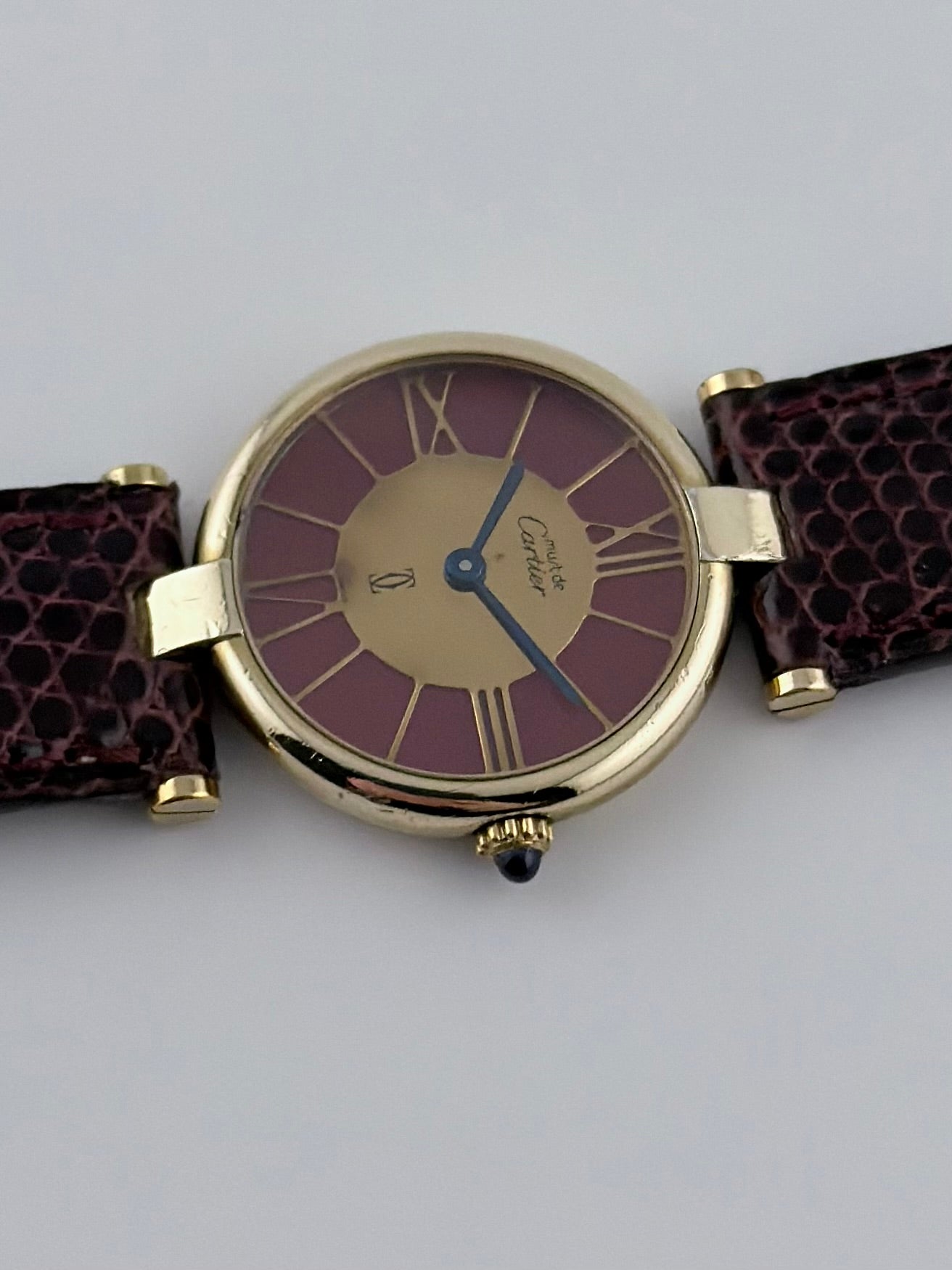 Cartier Must de Cartier Vermeil Quartz - 18 - Gold and Bordeaux Cloisonne Dial - Ladies