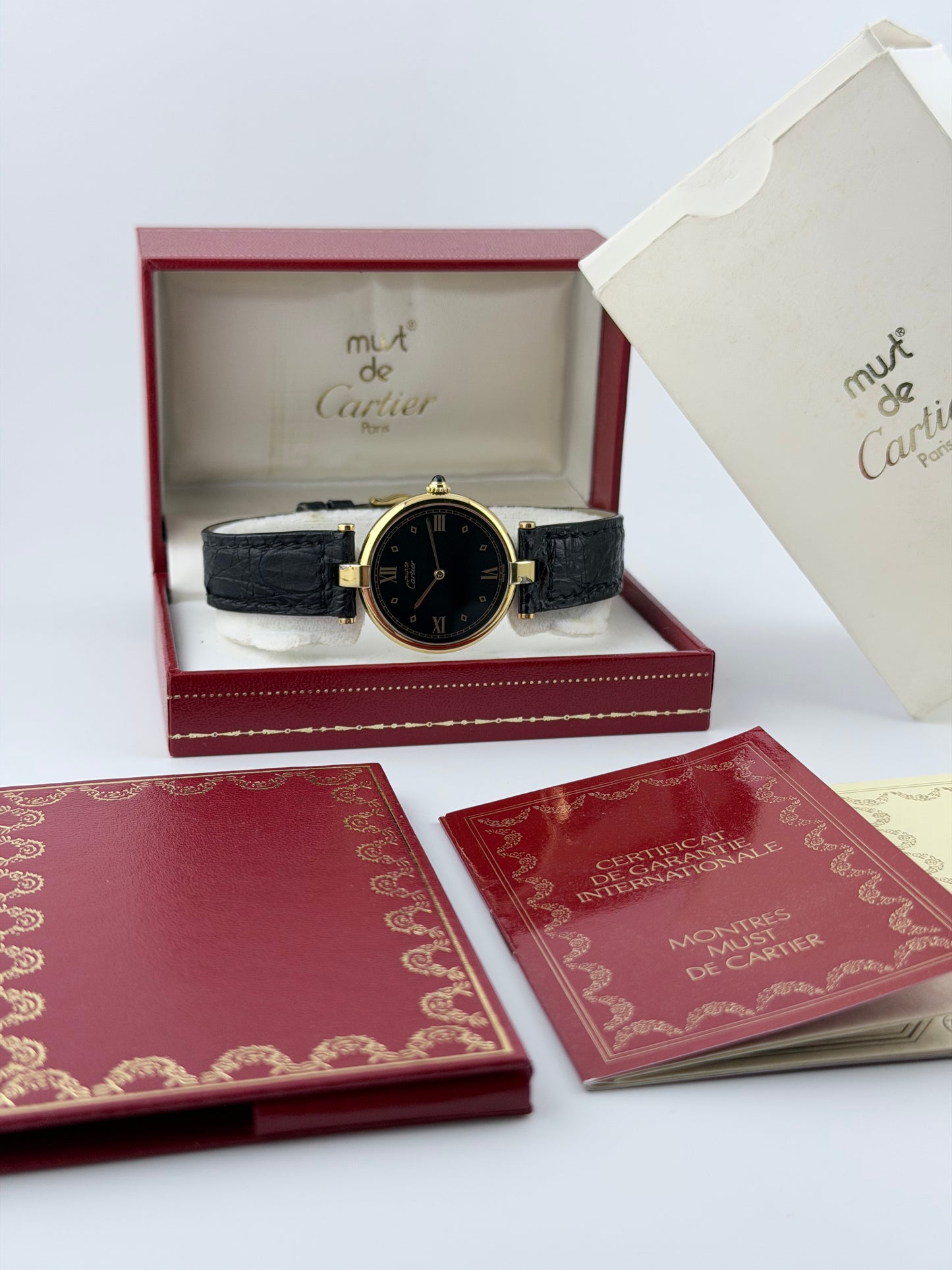 Cartier must de Vendome Quartz - 590003 - Onyx Dial - FULL SET!