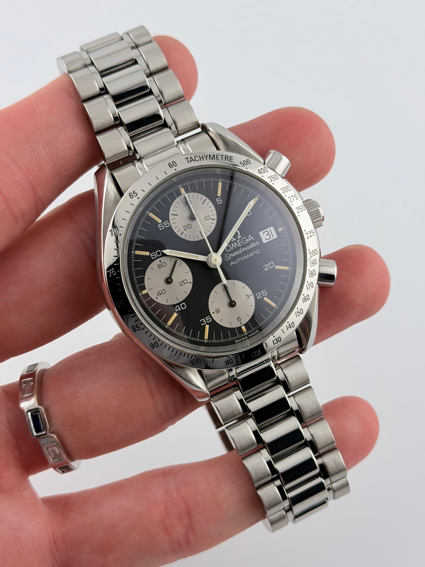 Omega Speedmaster Automatic Date - 175.0043 - Rare Reverse Panda Dial - Box and Papers!