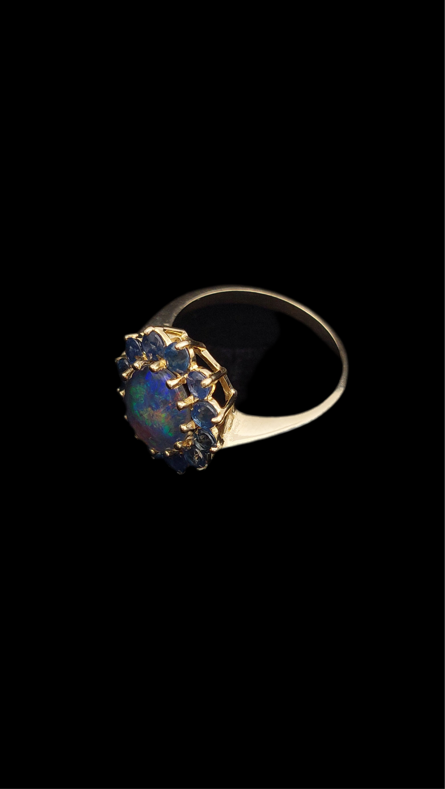 Sapphire and Opal 9ct Gold Cluster Ring