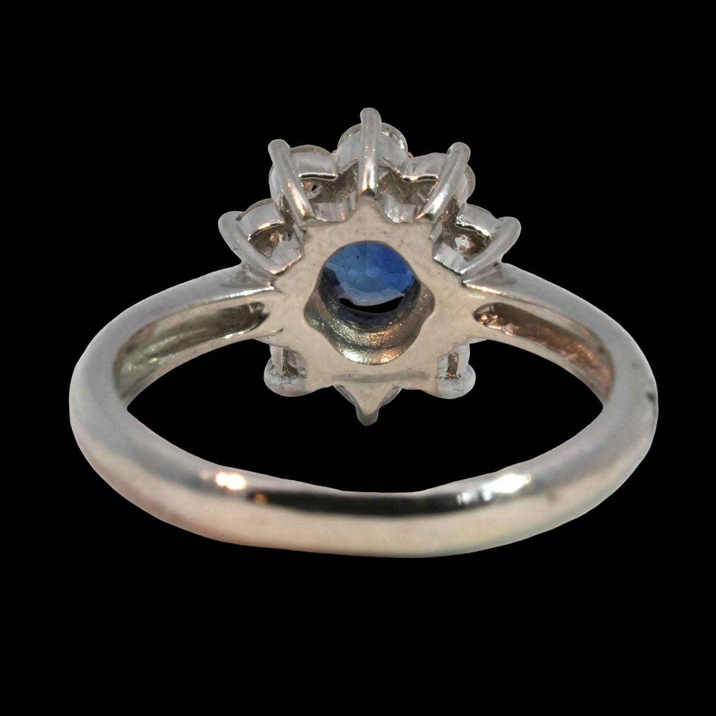 Sapphire & Diamond Cluster Ring - 18k White Gold