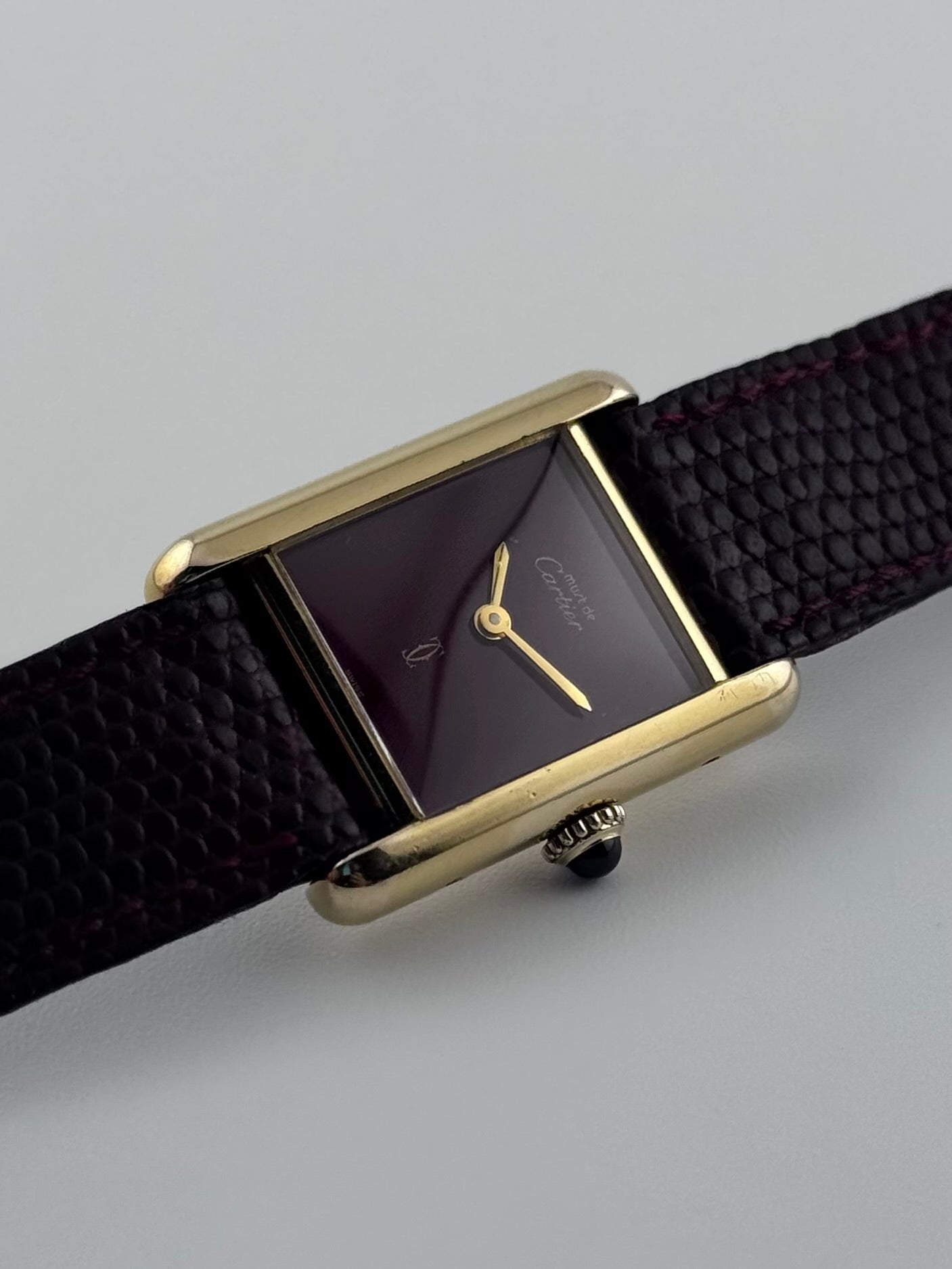 Cartier Must de Paris Tank Manual Wind - 3 - Burgundy Dial - Ladies