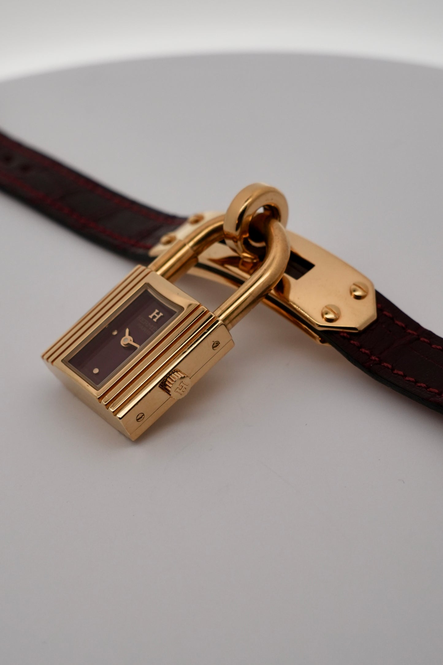 Hermes Paris Kelly Lock Watch -  Burgundy - Ladies