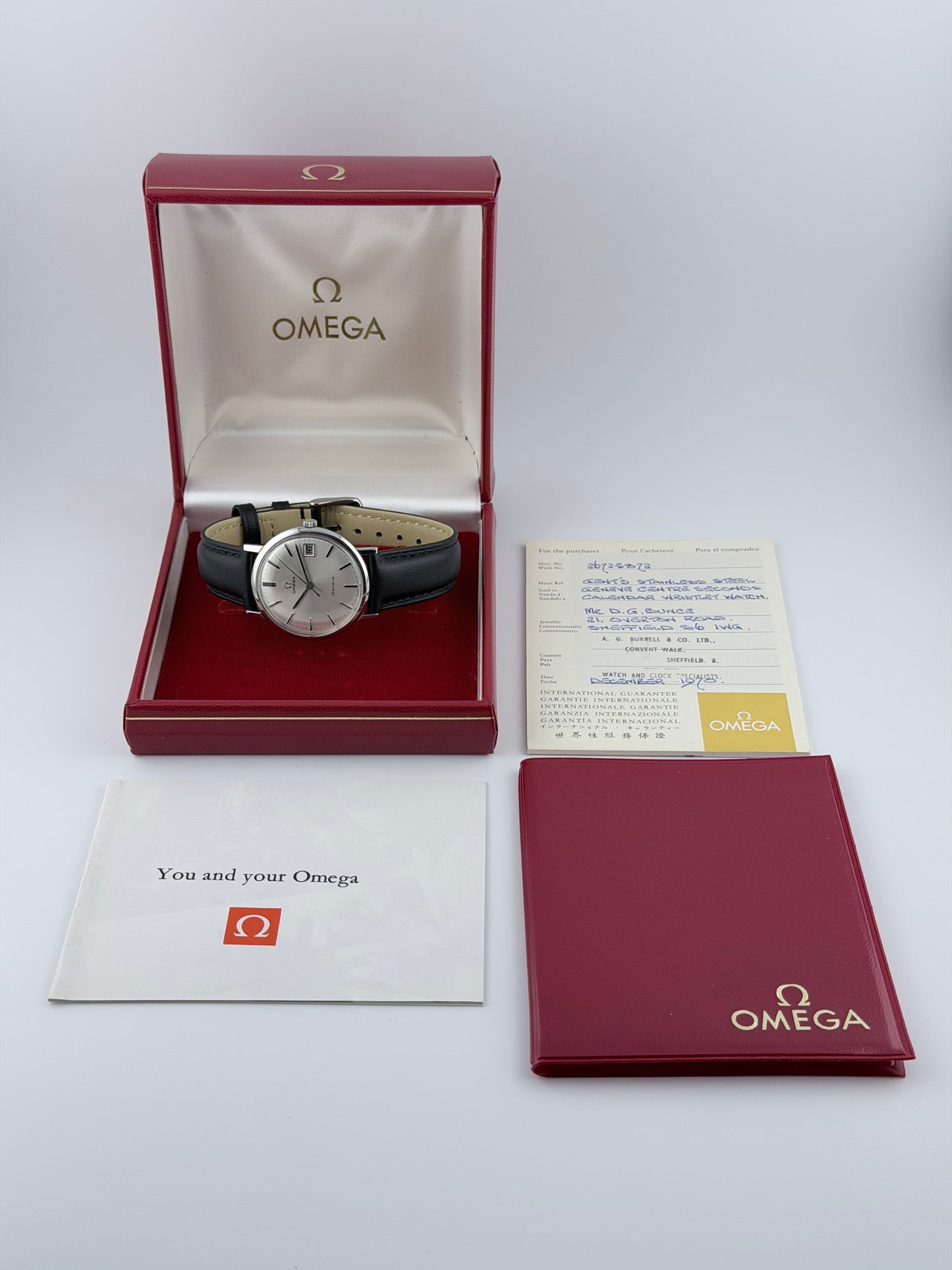 Omega Geneve Manual Wind 131.019 - Complete Set! - Box, Wallet, Papers
