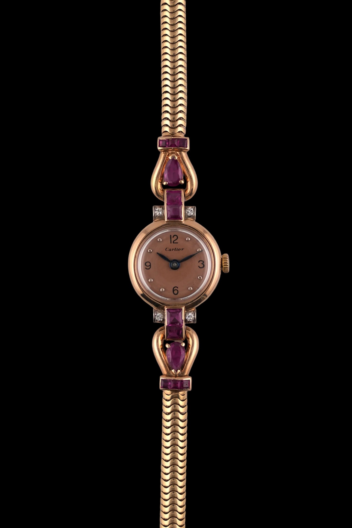 Cartier Ladies 14ct with Rubies and Diamonds Manual Wind - RARE watch and original Box