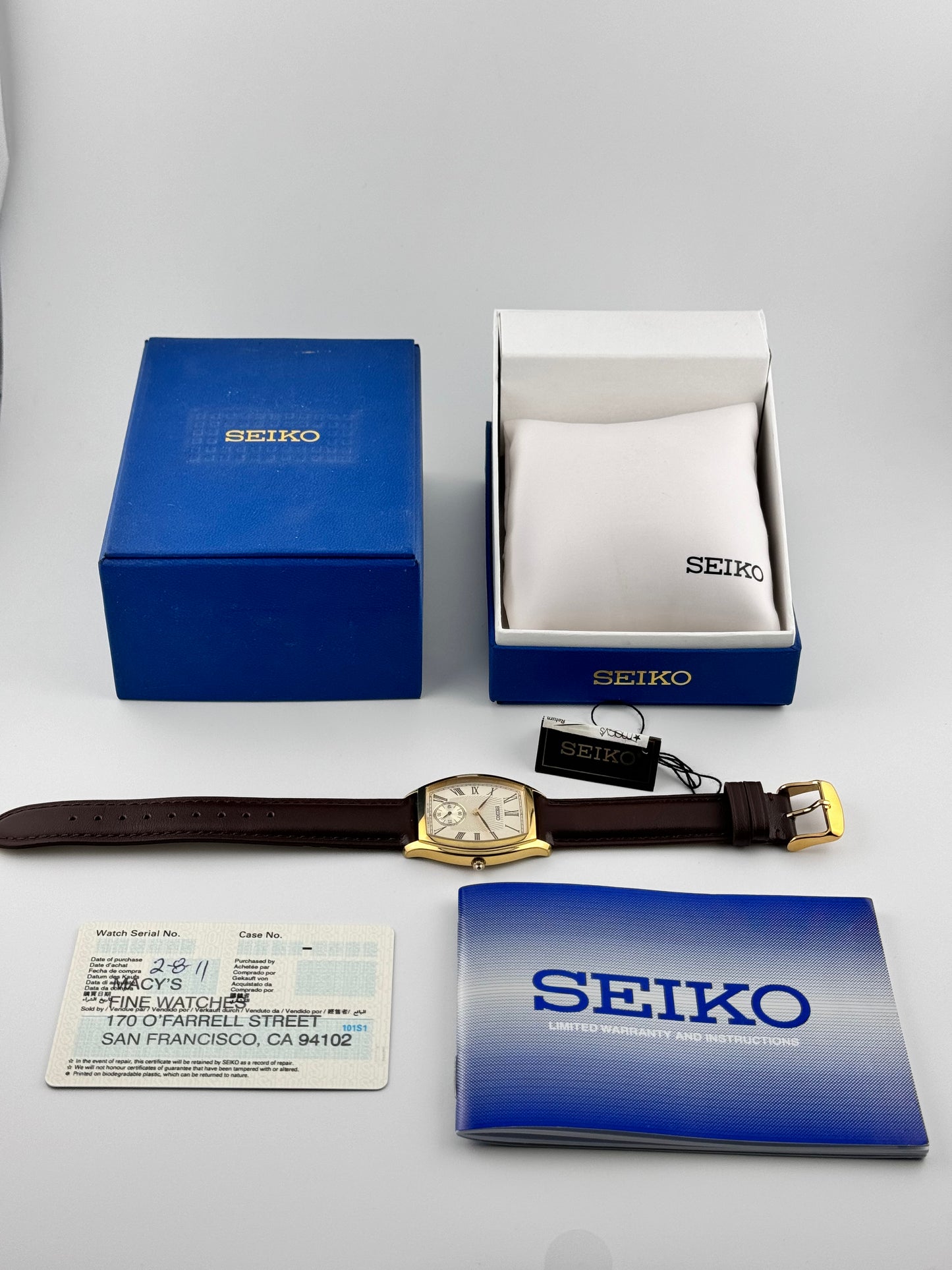 Seiko Quartz Tank Sub Secs - 6G28-00A0 - Box, Papers, Receipt and Tag