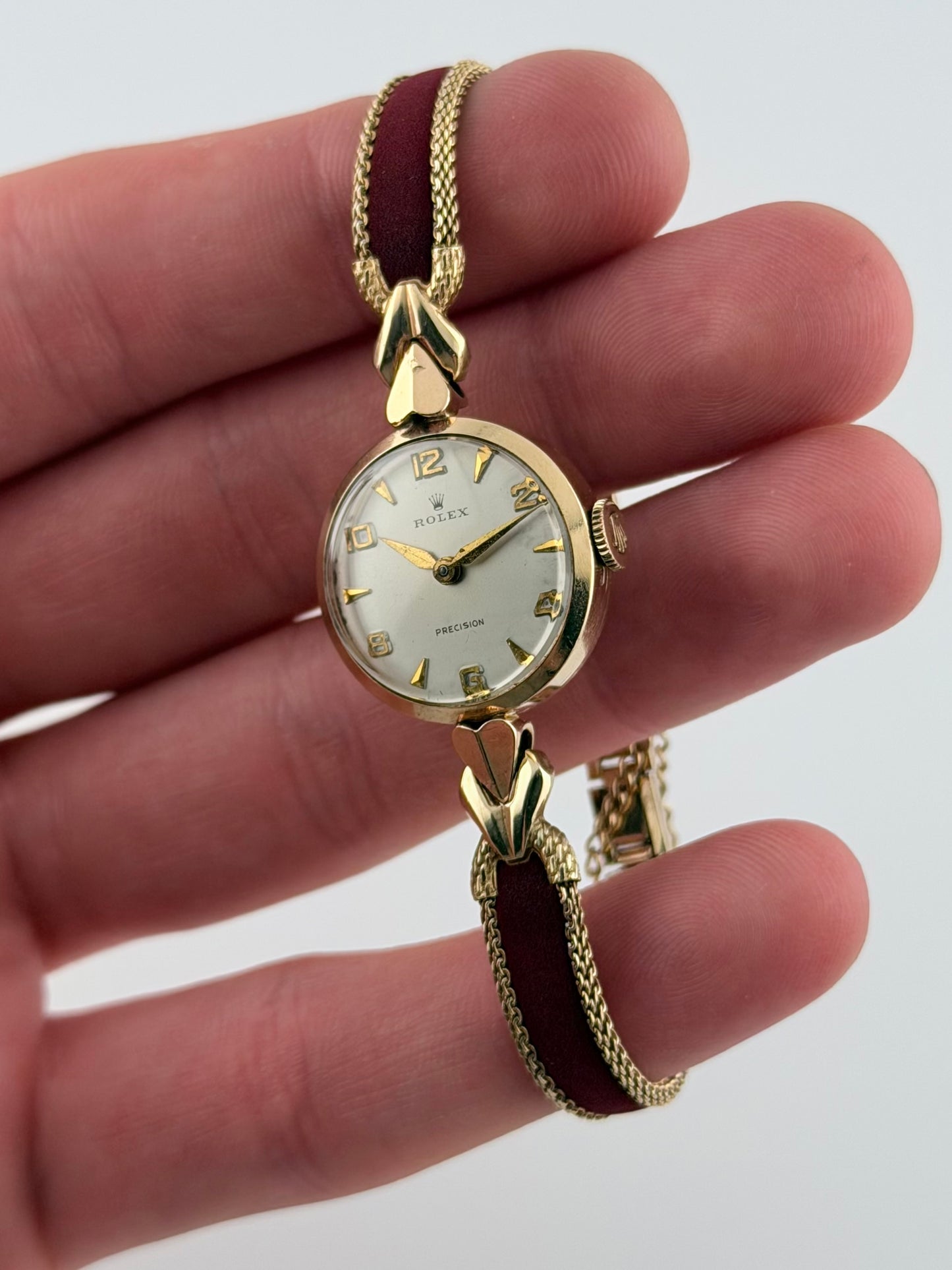 Rolex Precision Ladies Cocktail Watch Manual Wind - Rare - Solid Gold- Clamshell Box - Ladies