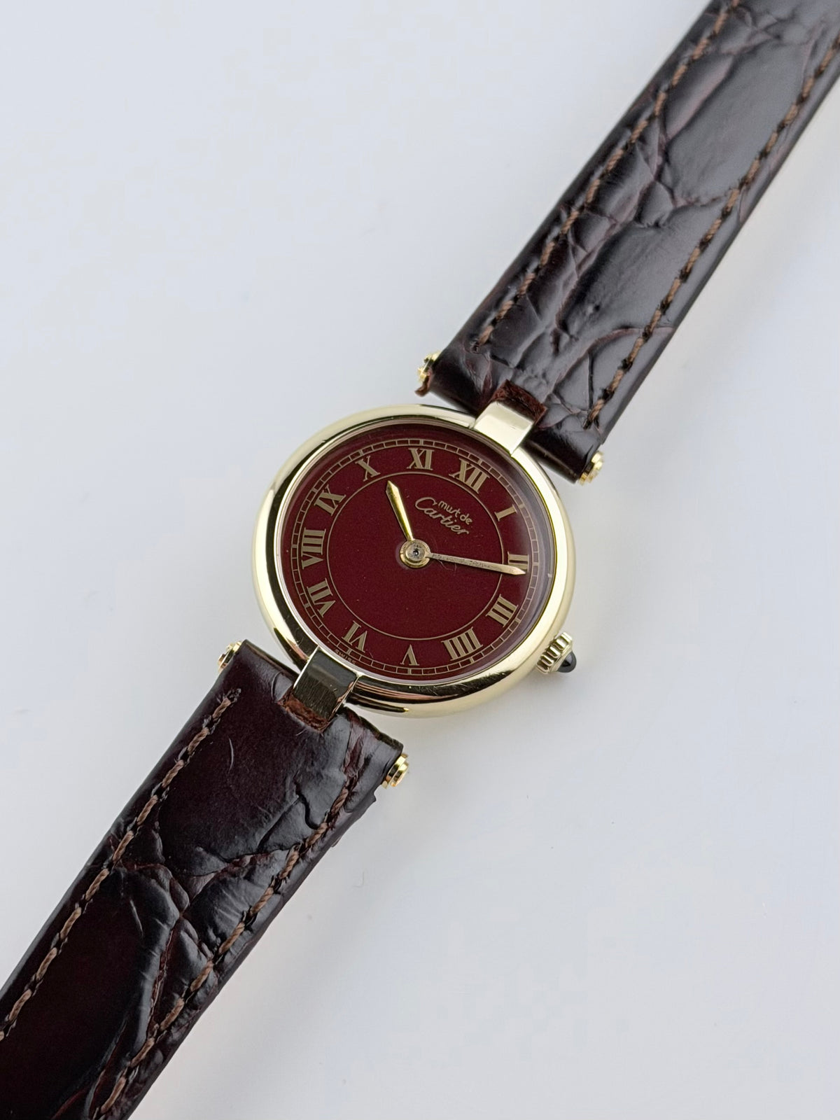 Cartier must de Vendome Quartz - 18 - Burgundy Roman Numeral Dial