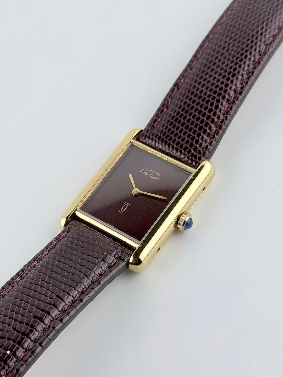 Cartier Must De Tank Paris Manual Wind - 6 LM - Burgundy Dial - with Box