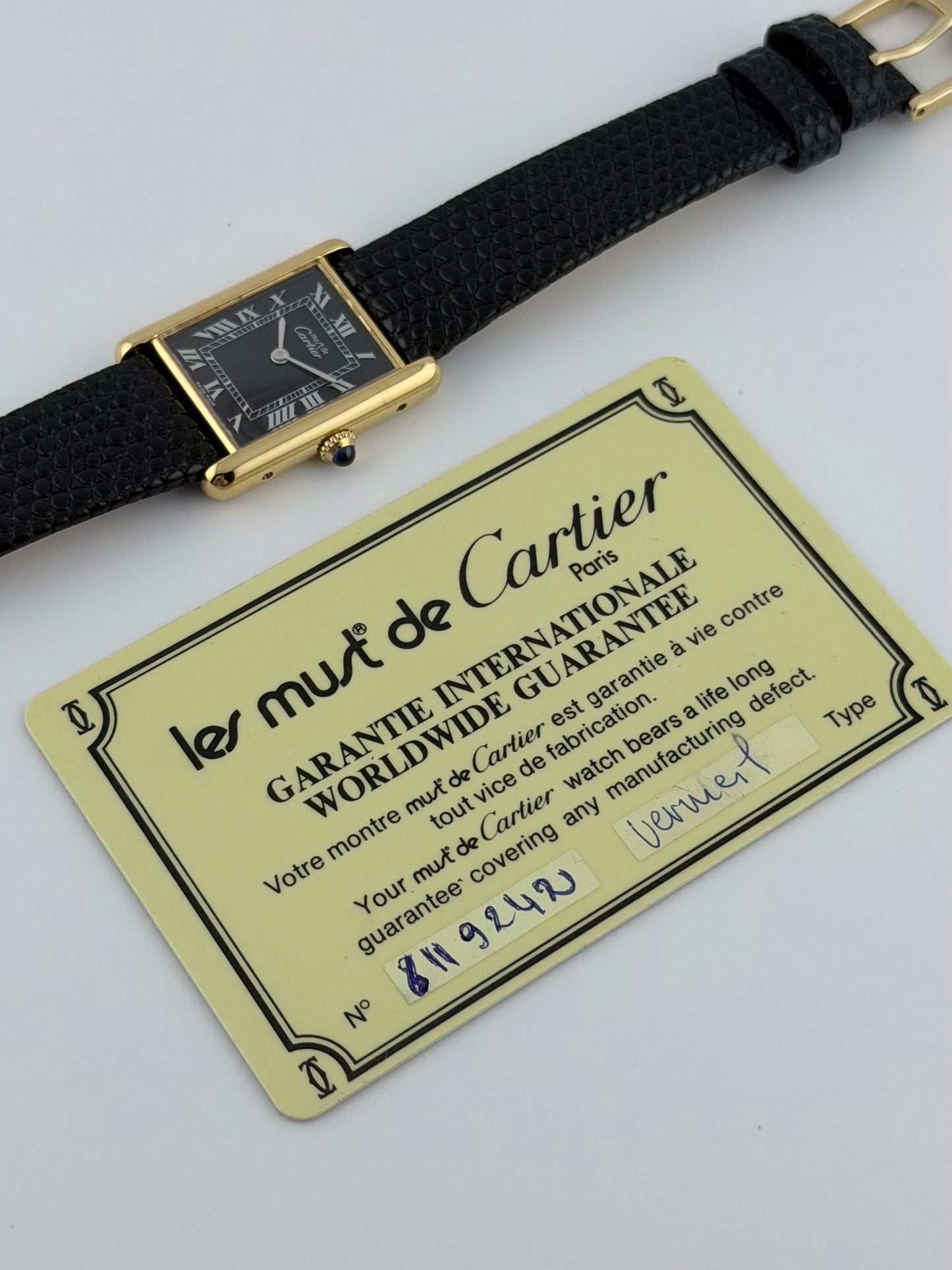 Cartier Must De Tank Manual Wind - 6 - Black Dial - Exception Condition with Papers