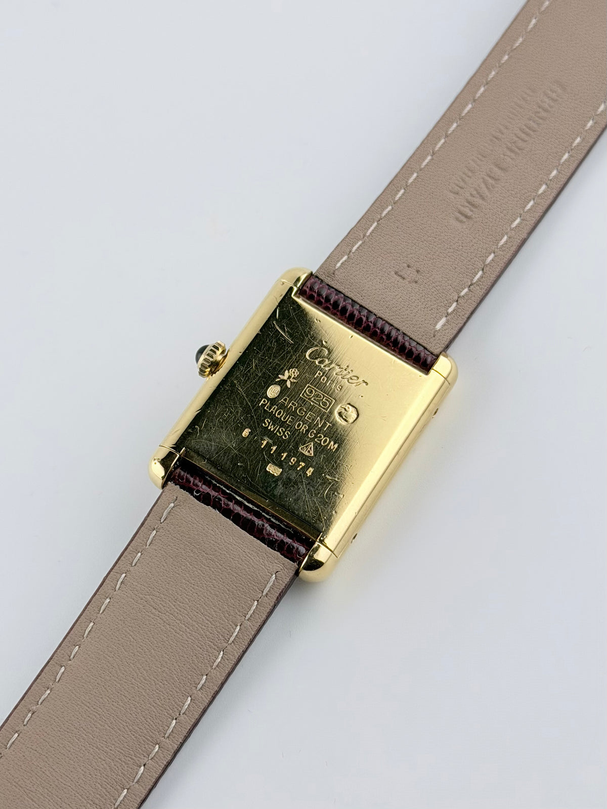 Cartier Must De Tank Paris Manual Wind - 6 LM - Burgundy Dial - with Box