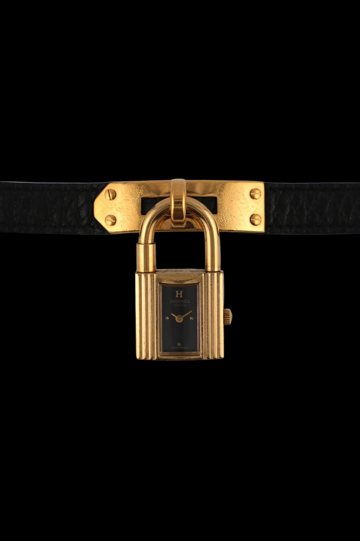 Hermes Paris Kelly Lock Watch -  Black - with Box