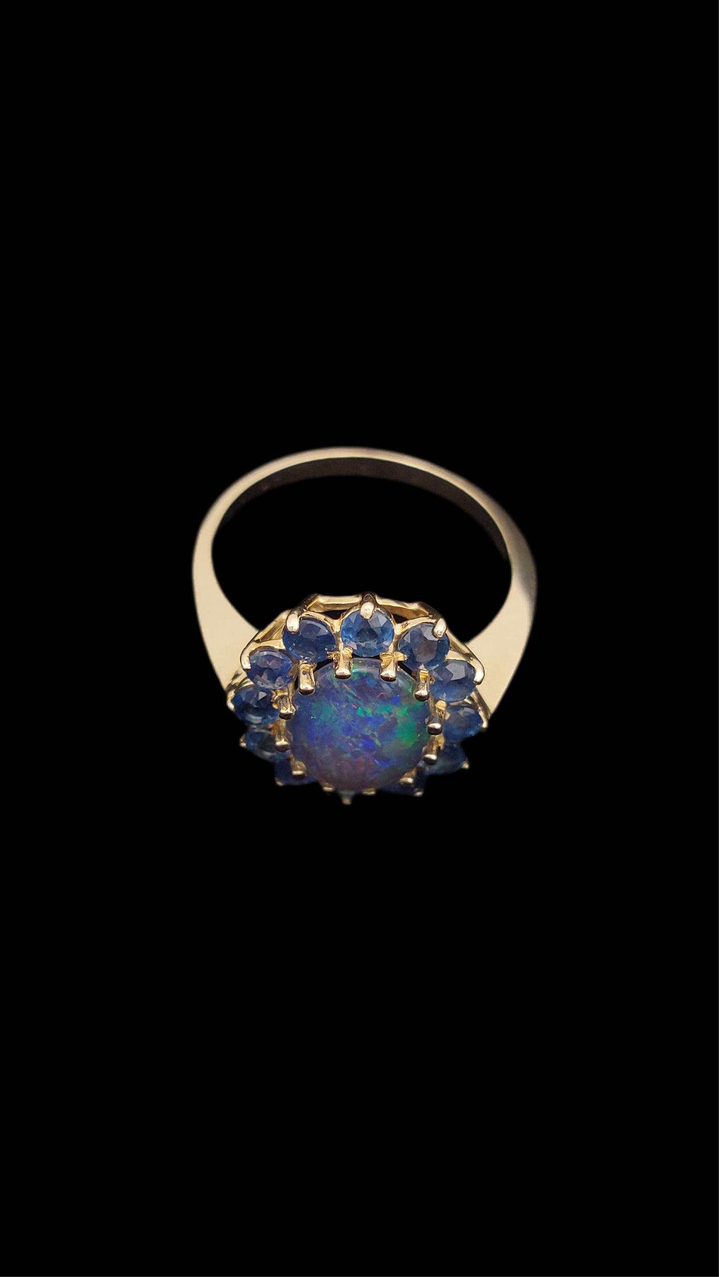 Sapphire and Opal 9ct Gold Cluster Ring