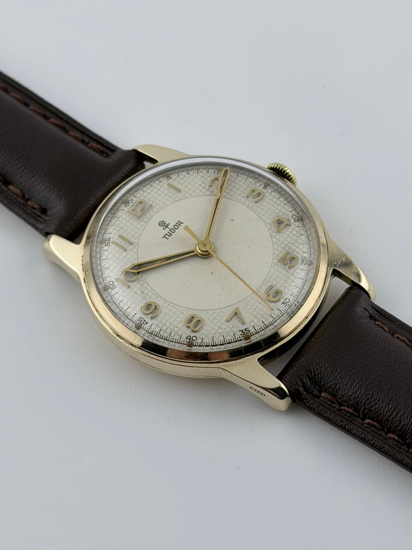 Tudor 9ct Manual Wind - Arabic and Waffle style dial