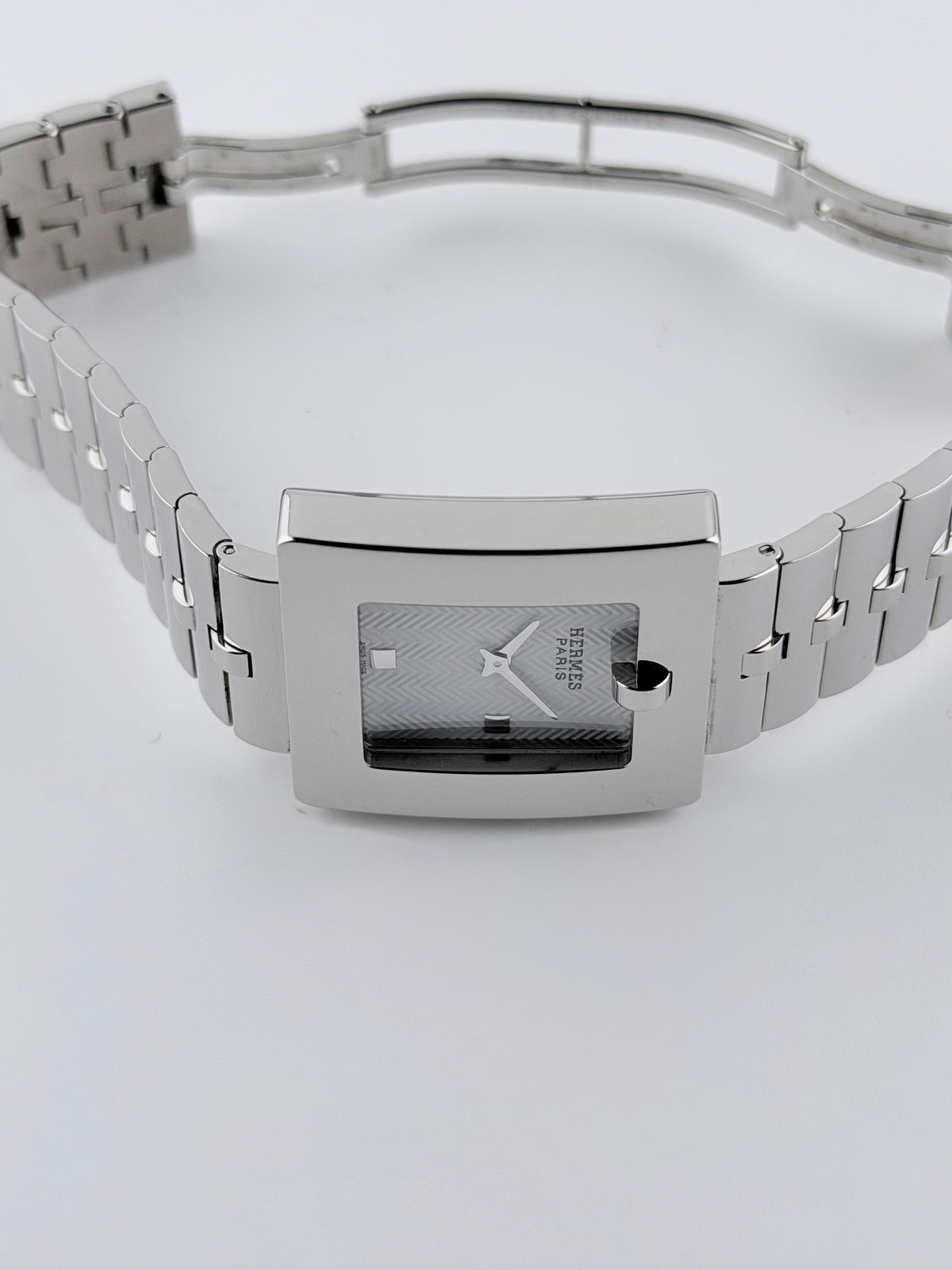 Hermes Paris Belt BE1.210 Large - White Chevron Dial - near mint - with Box/Booklet/Tag - Ladies