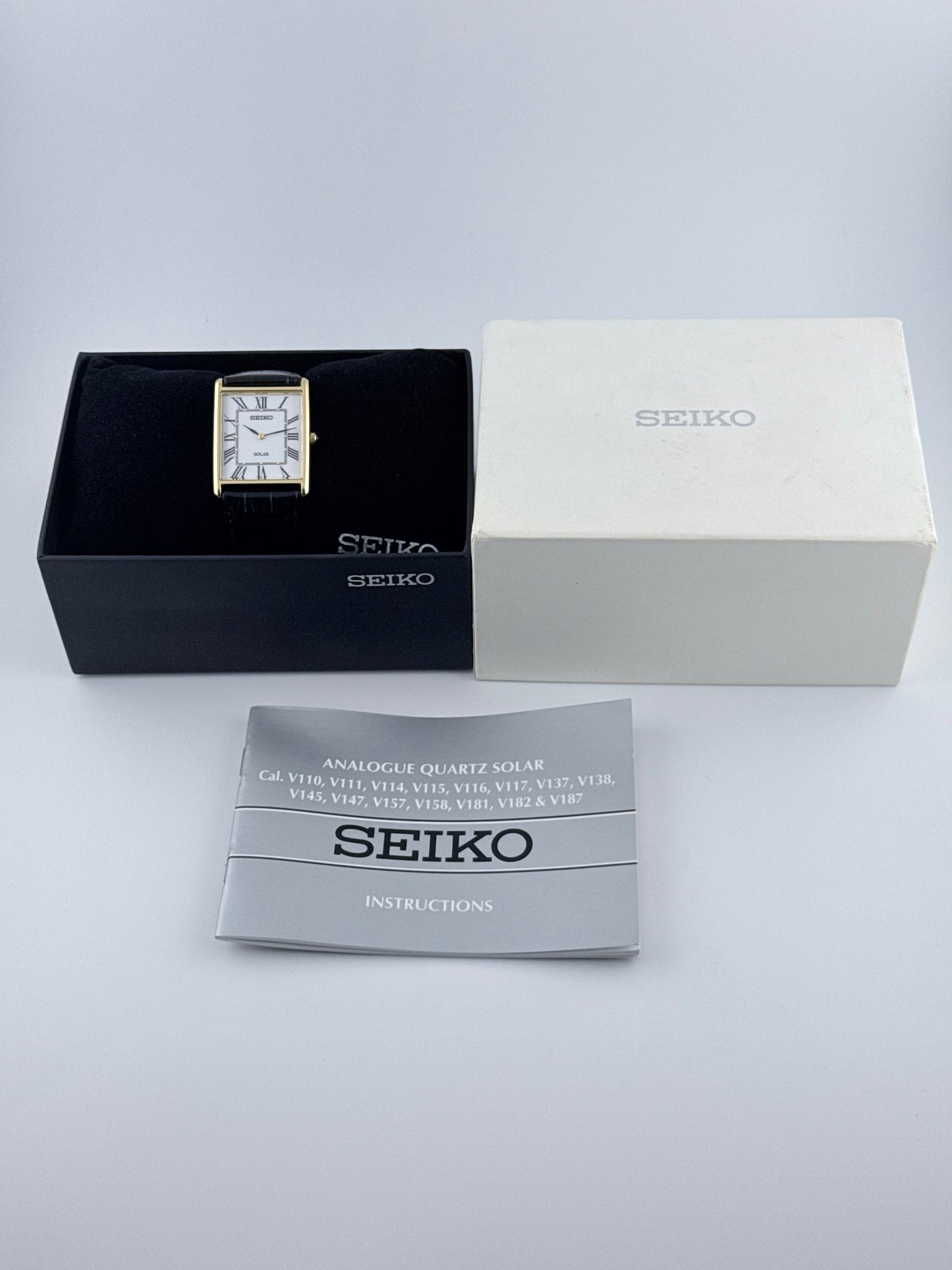Seiko Tank Quartz V115-0BC0 - Original Strap, Buckle, Box and Manual - Near Mint