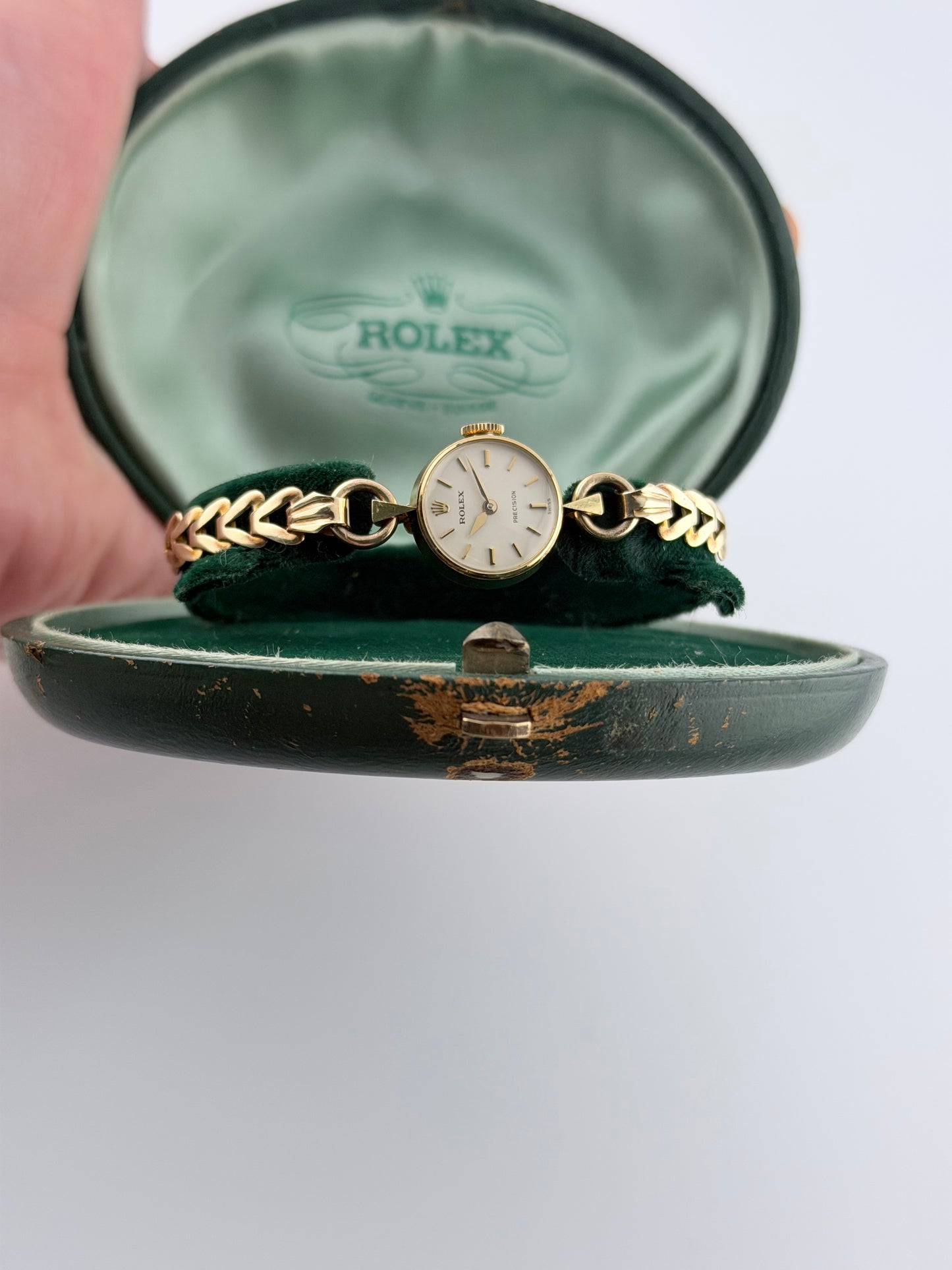 Rolex Precision Ladies Cocktail Watch Manual Wind - Rare 1948 - Solid Gold + Original Seashell Box