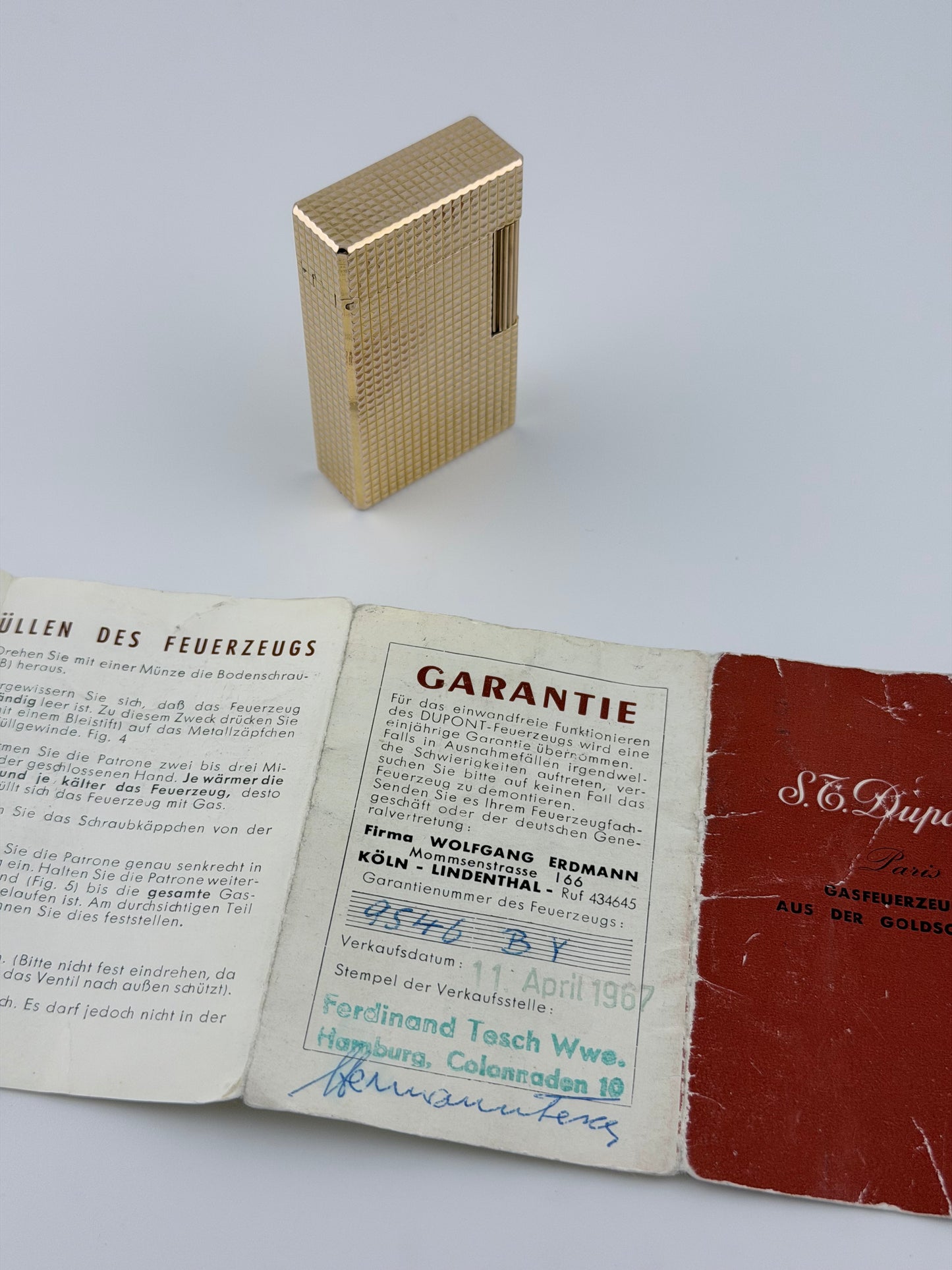 St Dupont Ligne 1 Lighter - Near Mint - Original Paperwork - 1960s!