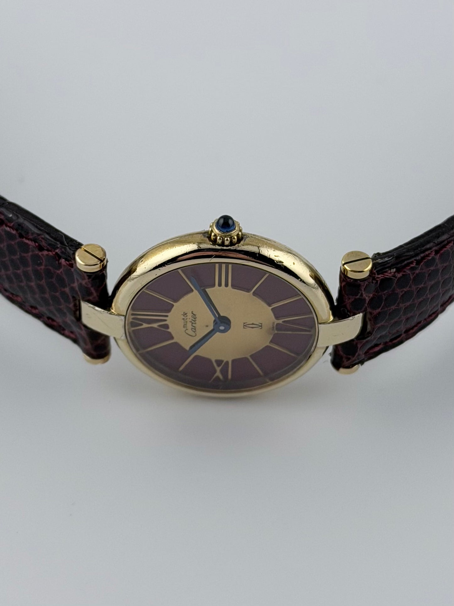Cartier Must de Cartier Vermeil Quartz - 18 - Gold and Bordeaux Cloisonne Dial - Ladies