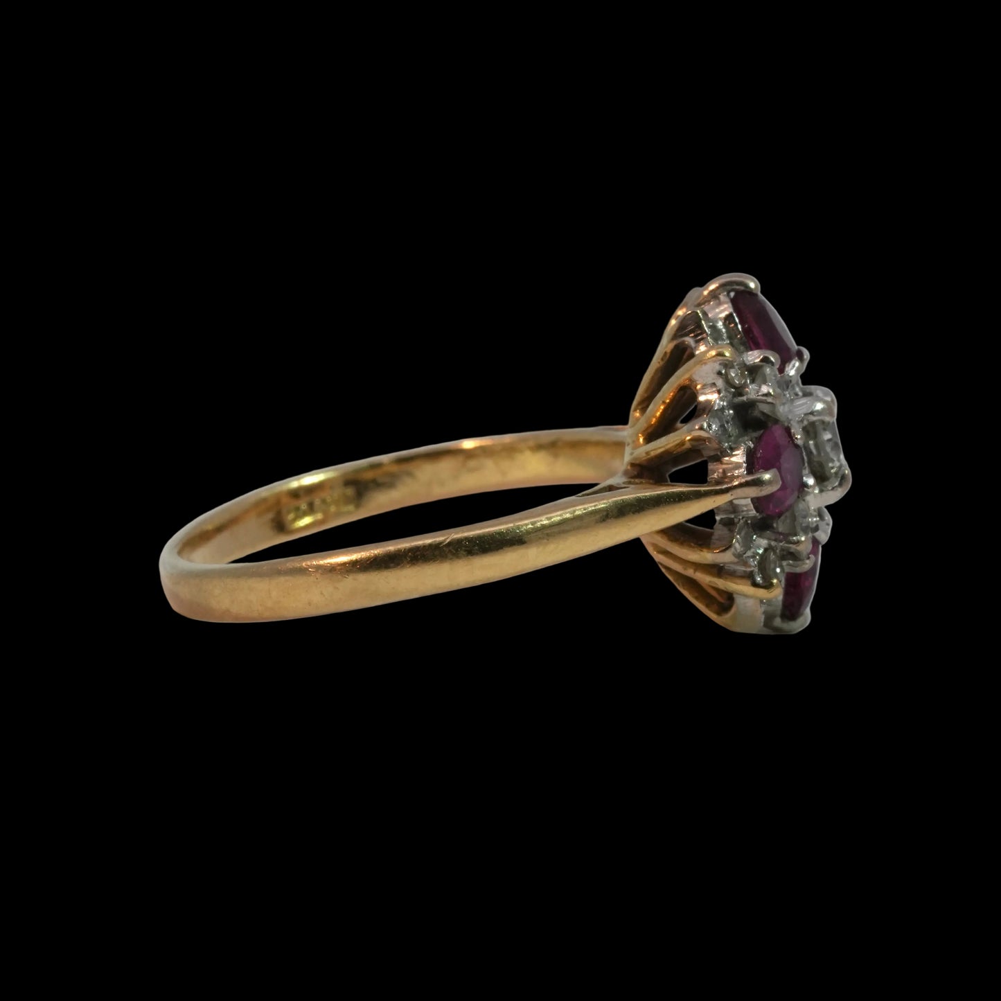 Ruby & Diamond Cluster Ring - 18k Gold