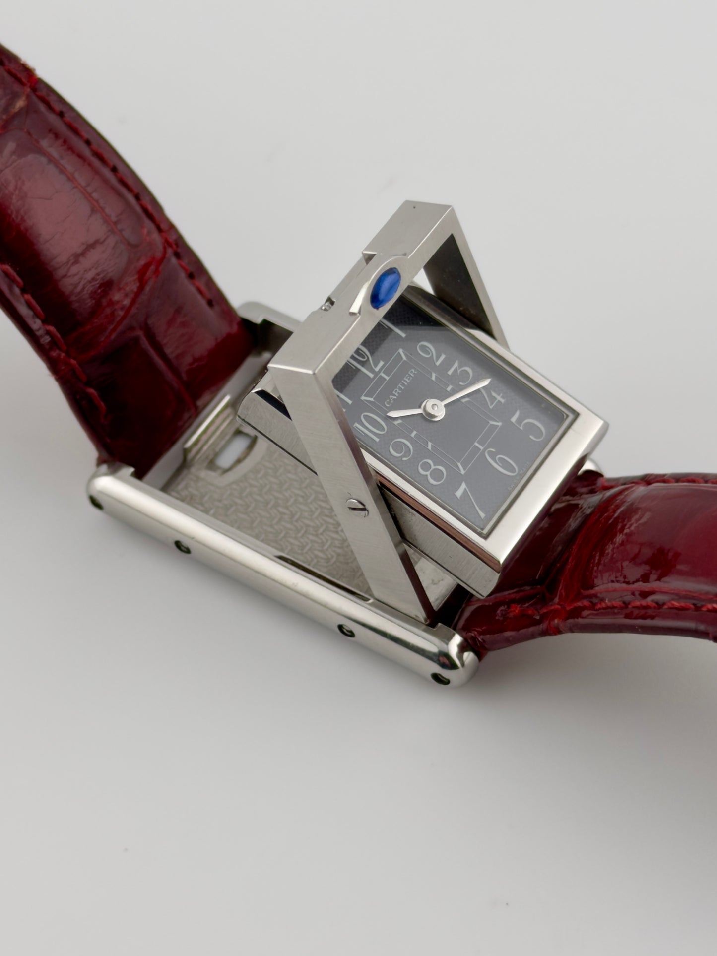Cartier Basculante Tank 2386 - Rare "Windmill" White Arabic Dial - Unisex