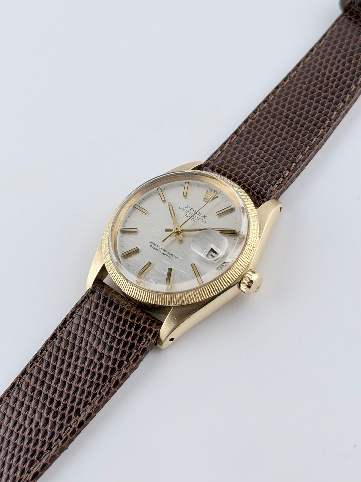 Rolex Oyster Perpetual Date  Automatic  1507 - 18ct Gold - Rare Reeded Bezel - Shantung Dial