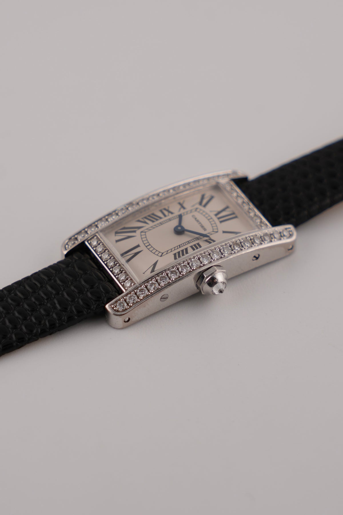 Cartier Tank Americaine Quartz - Solid 18ct White Gold & Diamond Set - 2489 - with Box