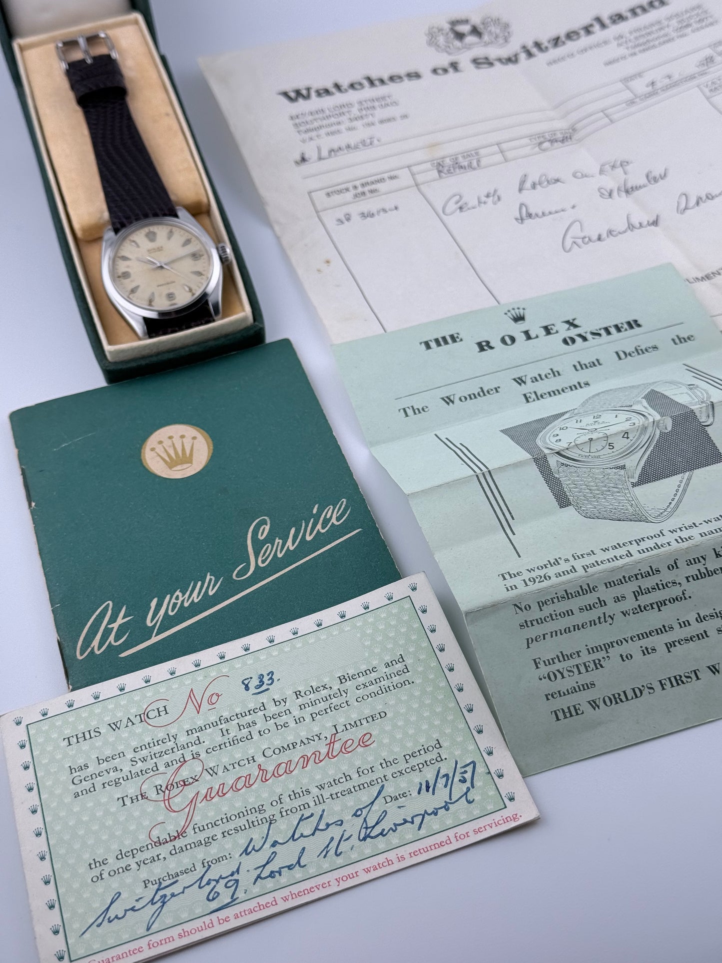 Rolex Oyster Precision Manual Wind - 6422 - Rare Chevron Dial - Collectors Set