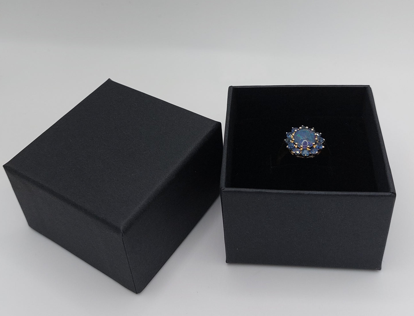 Sapphire and Opal 9ct Gold Cluster Ring