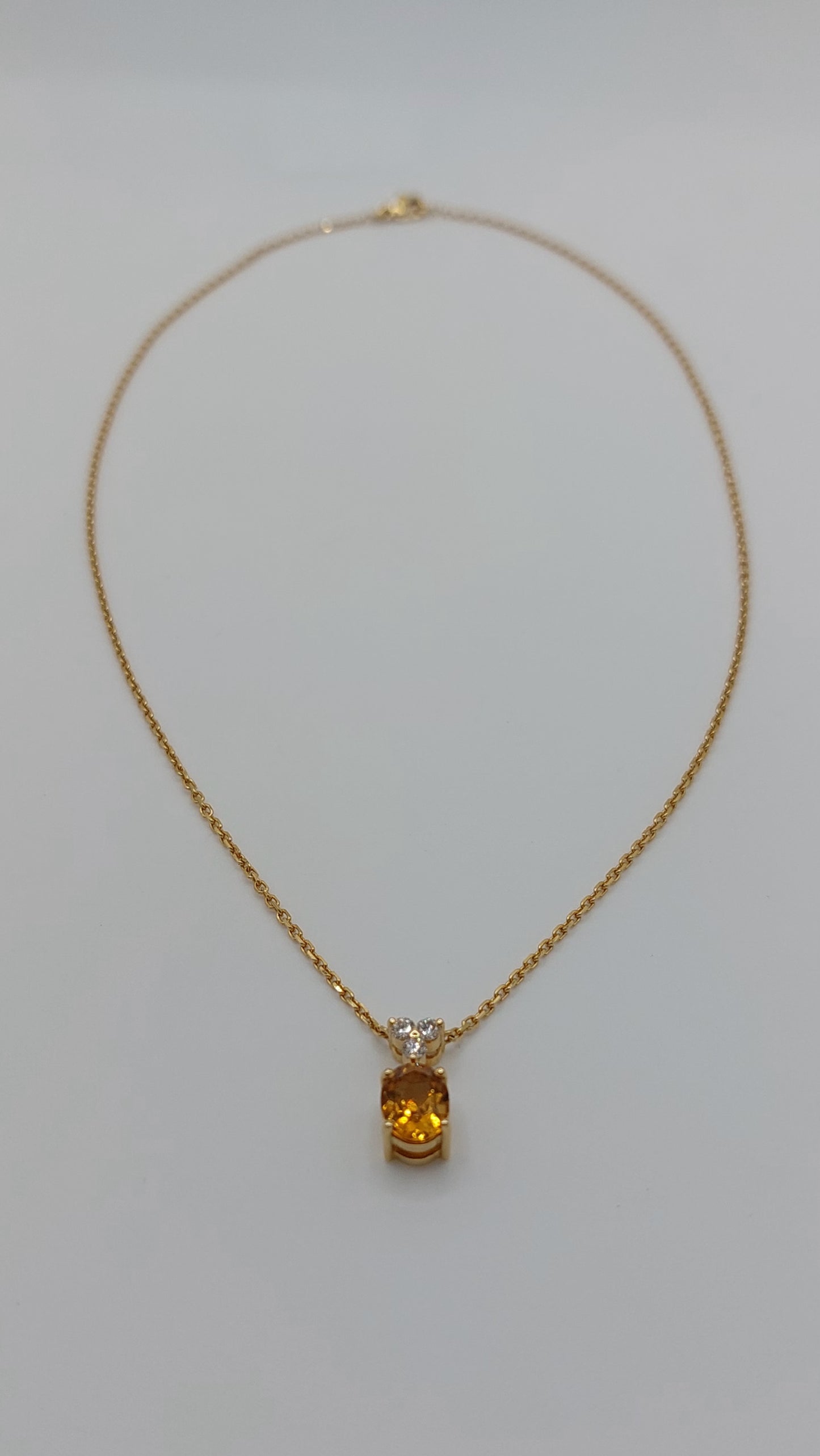 Citrine and Diamond 18ct Gold Pendant Necklace